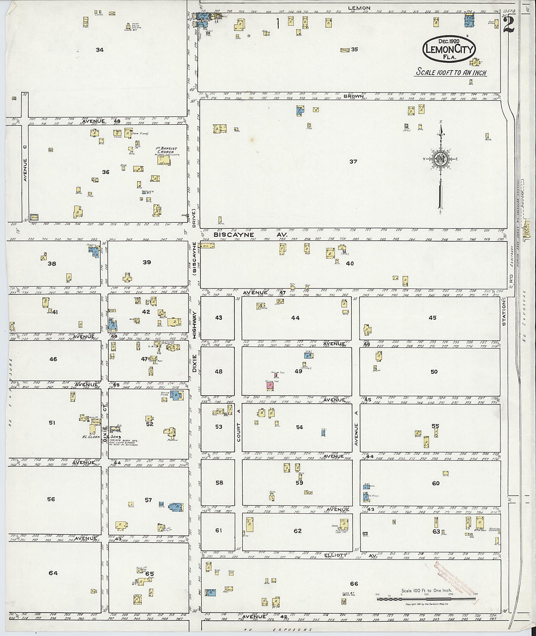 This old map of Lemon City, Dade County, Florida was created by Sanborn Map Company in 1920
