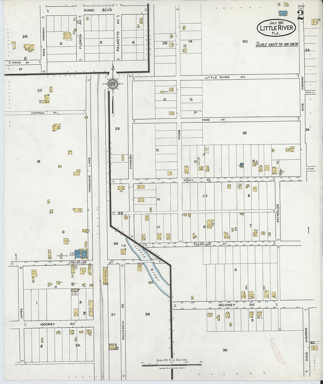 This old map of Little River, Dade County, Florida was created by Sanborn Map Company in 1921