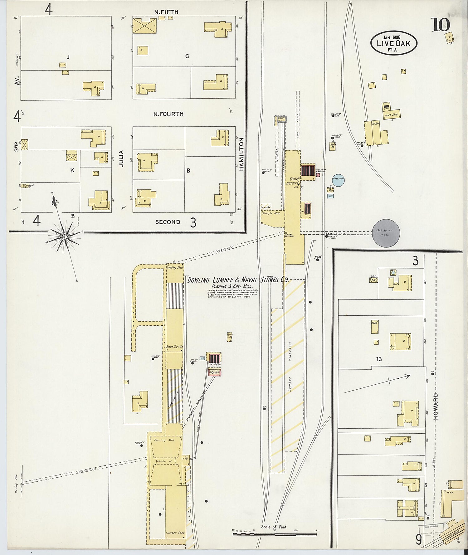 This old map of Live Oak, Suwanee County, Florida was created by Sanborn Map Company in 1906