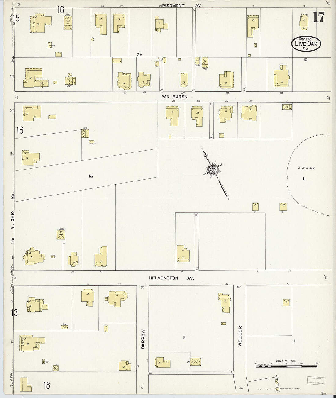 This old map of Live Oak, Suwanee County, Florida was created by Sanborn Map Company in 1912