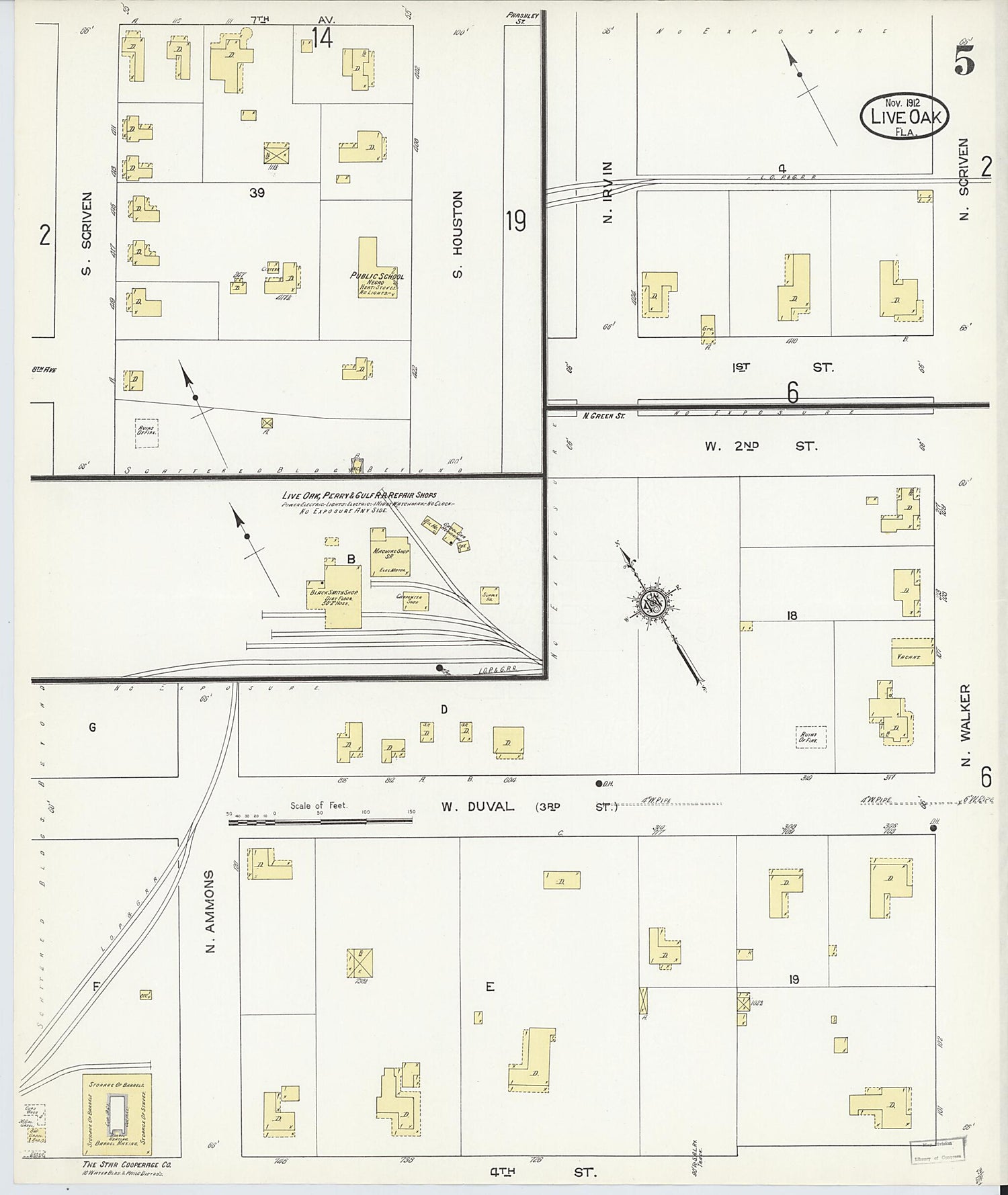 This old map of Live Oak, Suwanee County, Florida was created by Sanborn Map Company in 1912