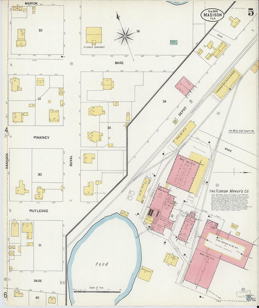 This old map of Madison, Madison County, Florida was created by Sanborn Map Company in 1903