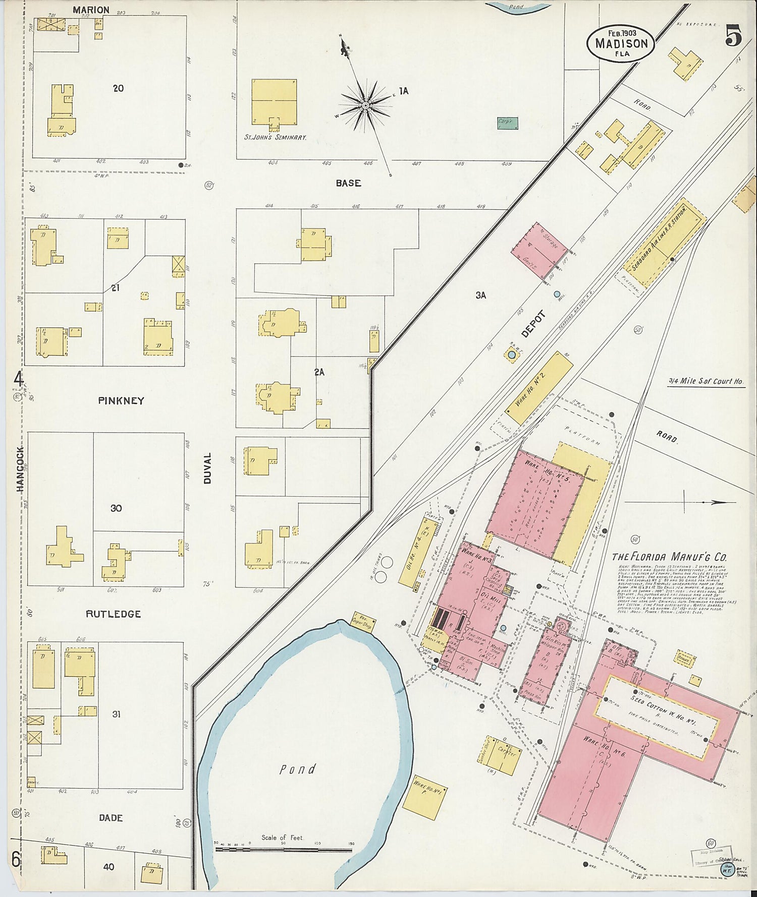 This old map of Madison, Madison County, Florida was created by Sanborn Map Company in 1903