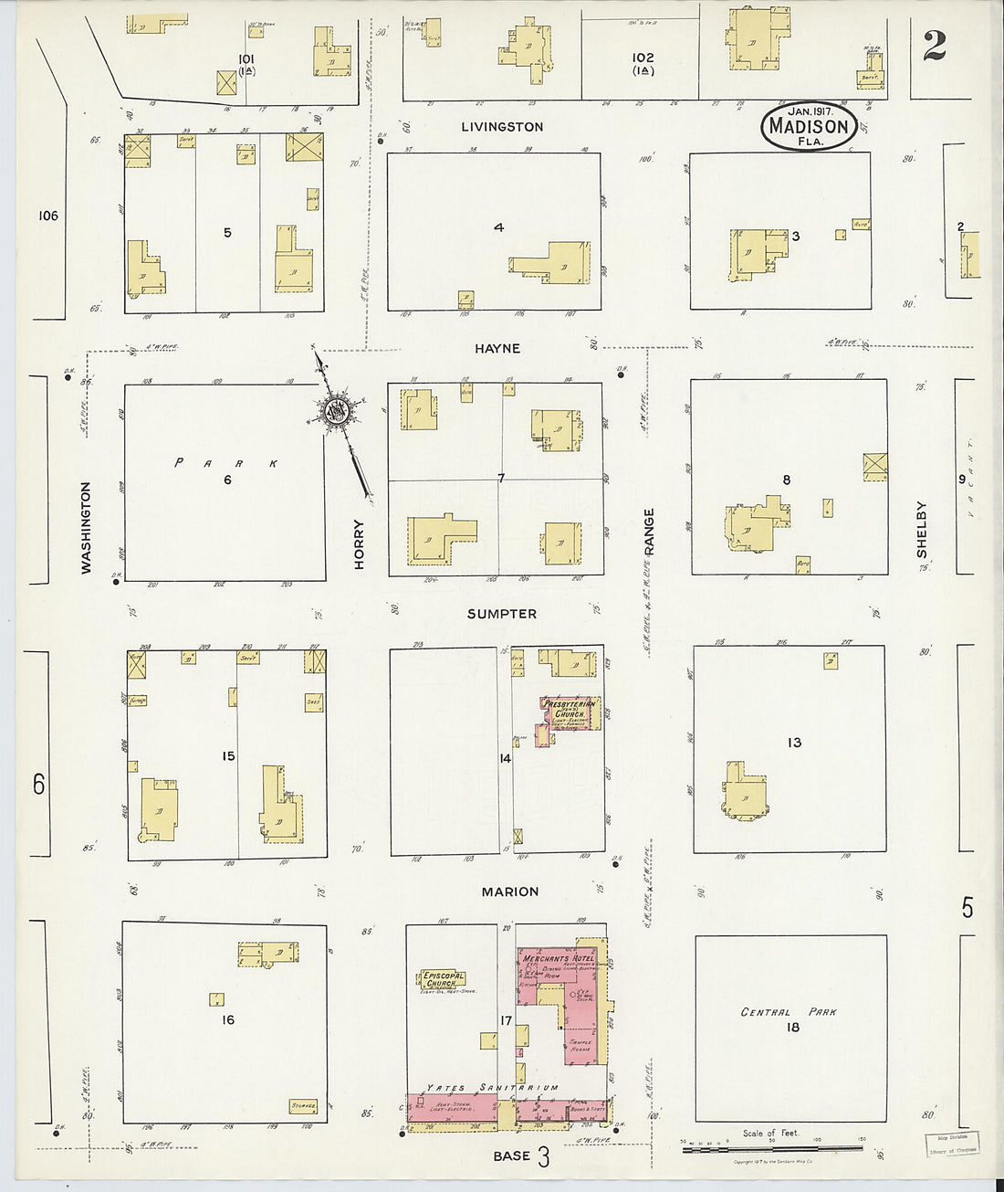 This old map of Madison, Madison County, Florida was created by Sanborn Map Company in 1917