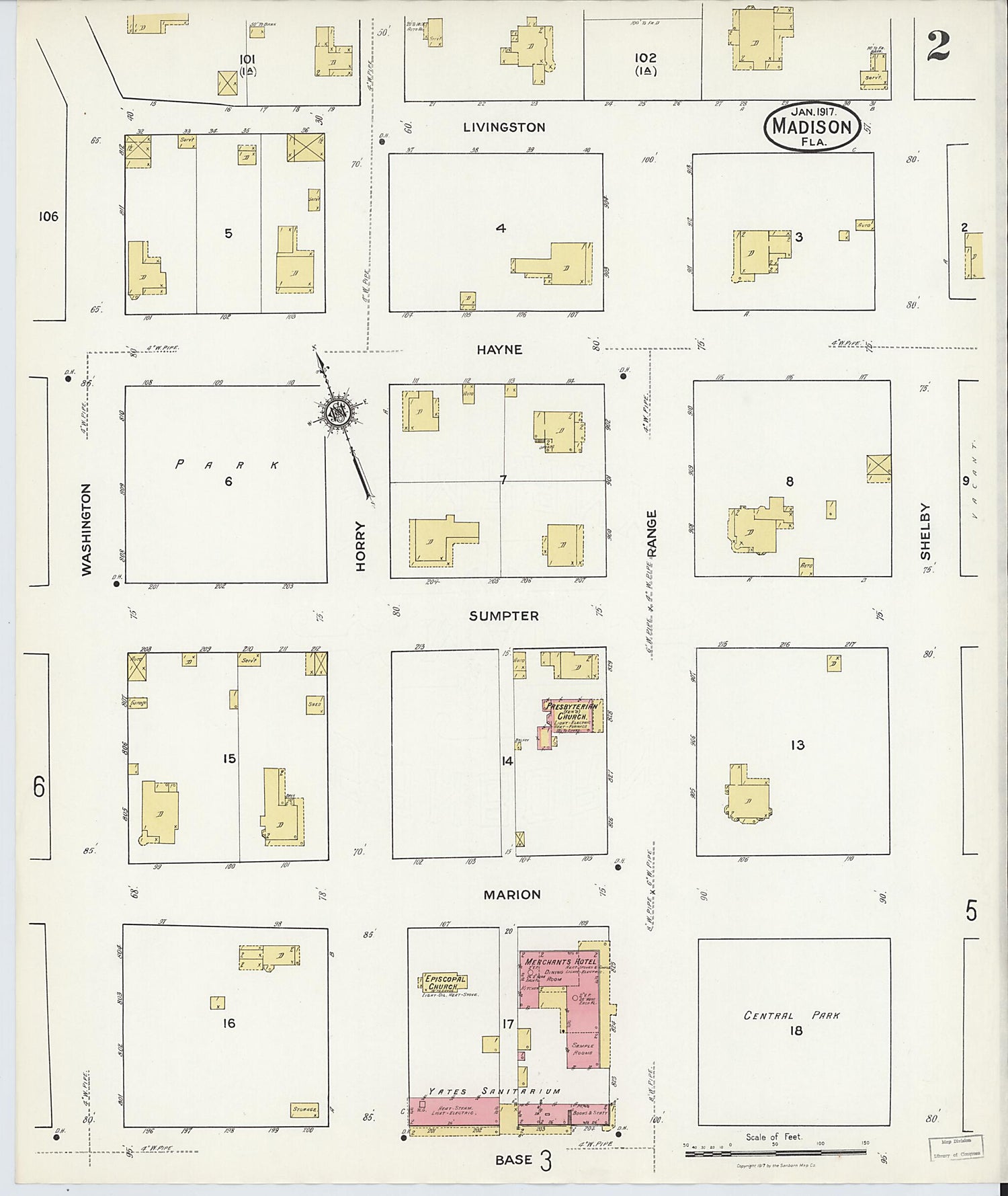 This old map of Madison, Madison County, Florida was created by Sanborn Map Company in 1917