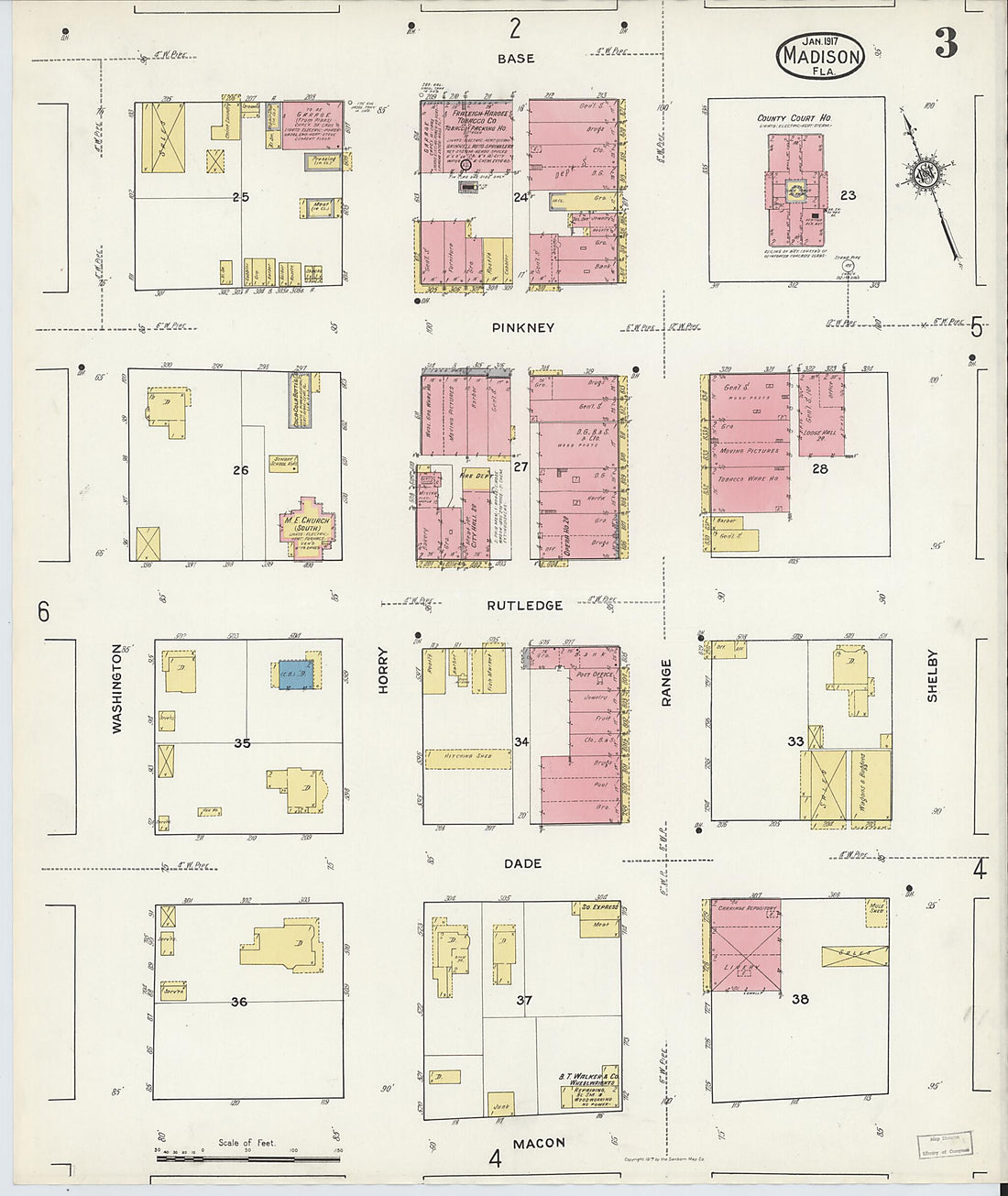 This old map of Madison, Madison County, Florida was created by Sanborn Map Company in 1917