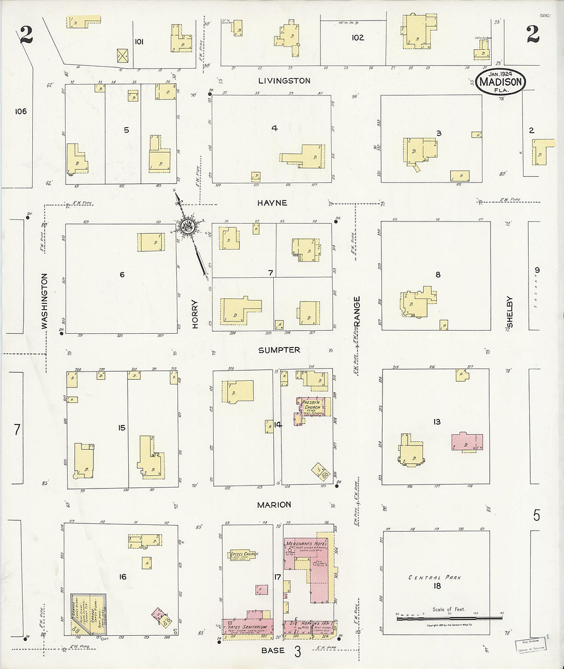 This old map of Madison, Madison County, Florida was created by Sanborn Map Company in 1924