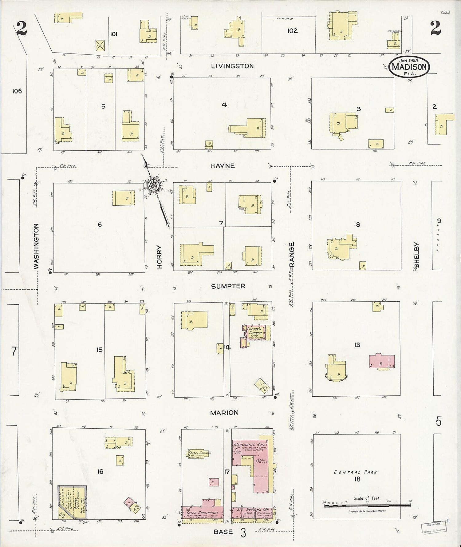 This old map of Madison, Madison County, Florida was created by Sanborn Map Company in 1924