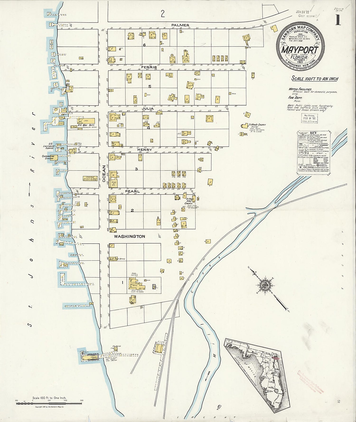 This old map of Mayport, Duval County, Florida was created by Sanborn Map Company in 1921