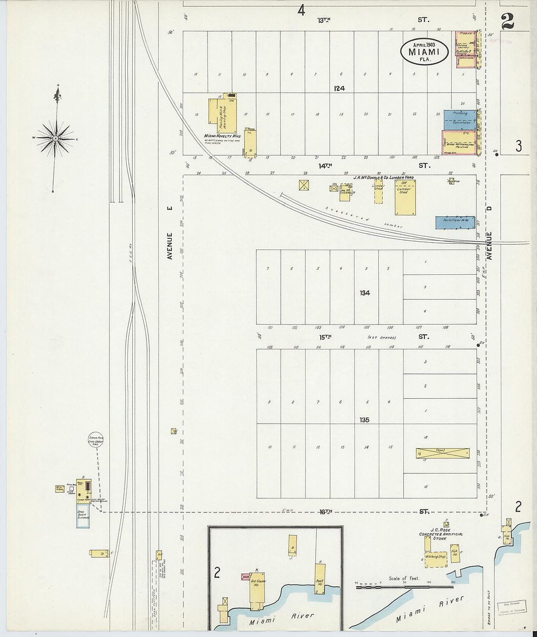 This old map of Miami, Dade County, Florida was created by Sanborn Map Company in 1903