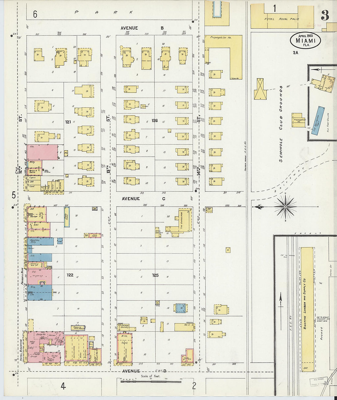 This old map of Miami, Dade County, Florida was created by Sanborn Map Company in 1903
