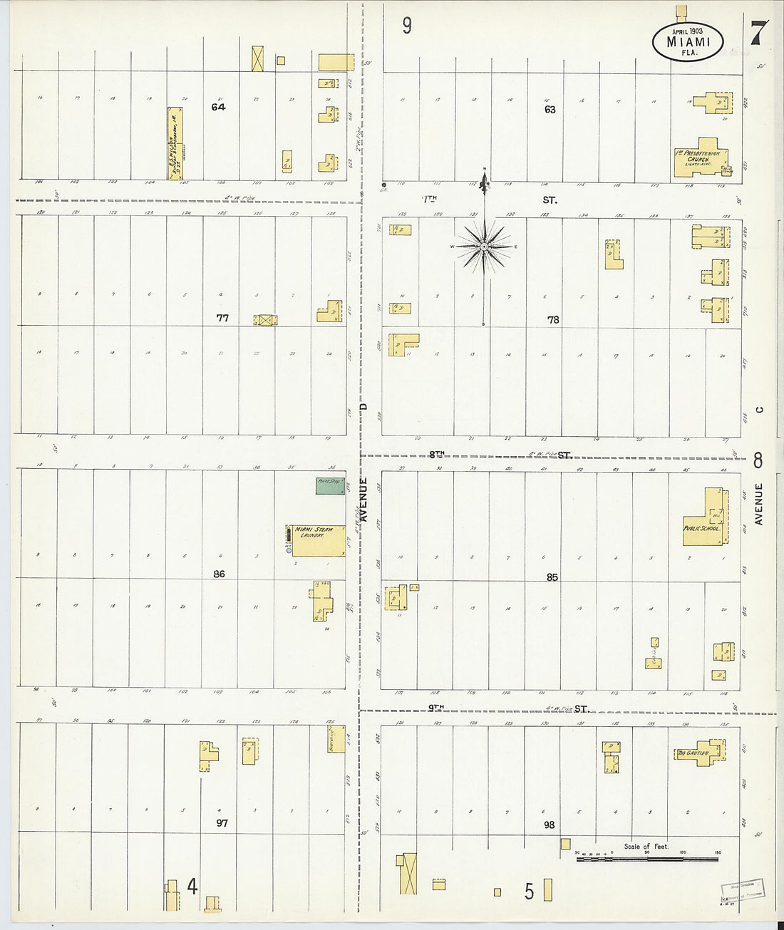 This old map of Miami, Dade County, Florida was created by Sanborn Map Company in 1903