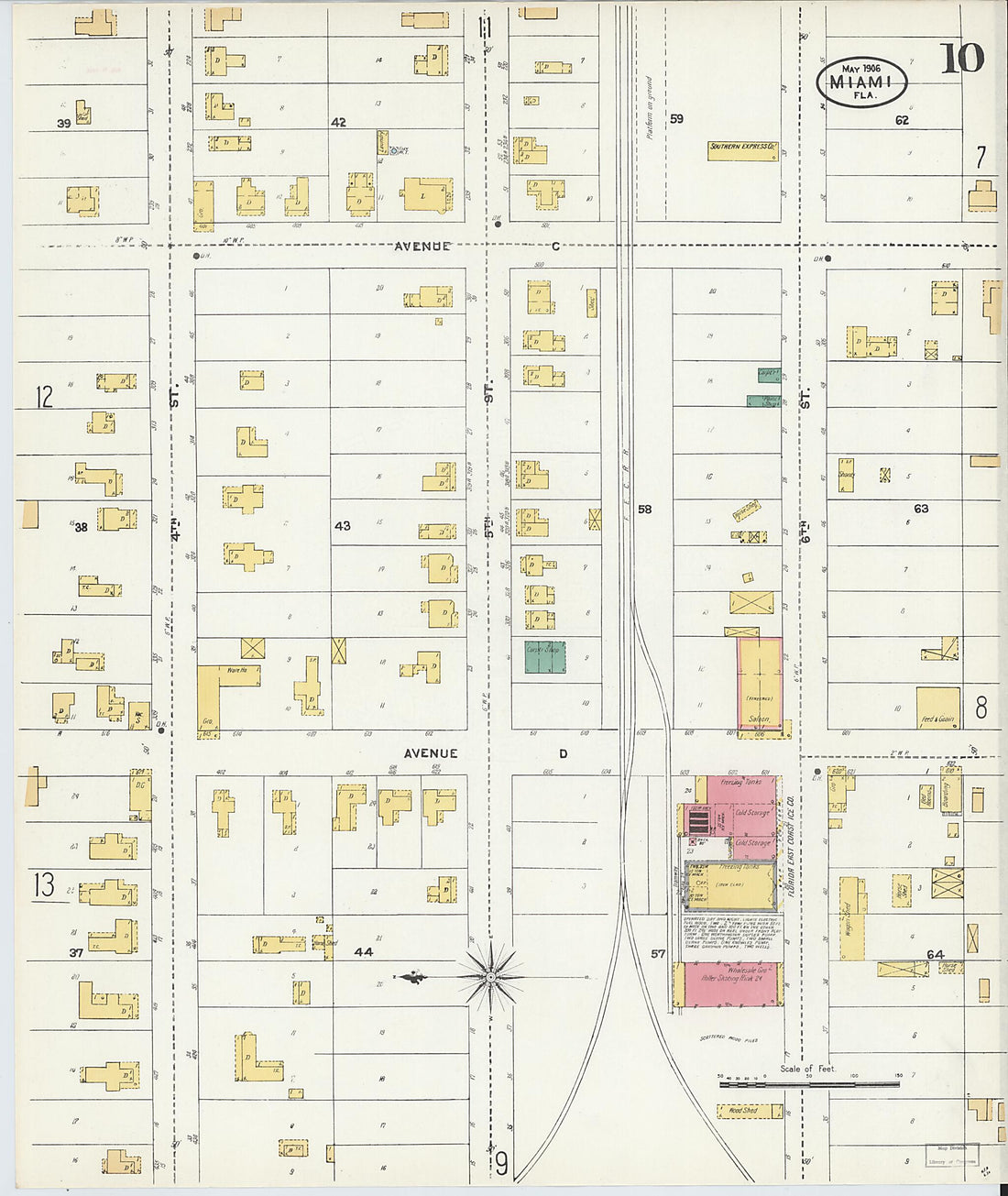 This old map of Miami, Dade County, Florida was created by Sanborn Map Company in 1906