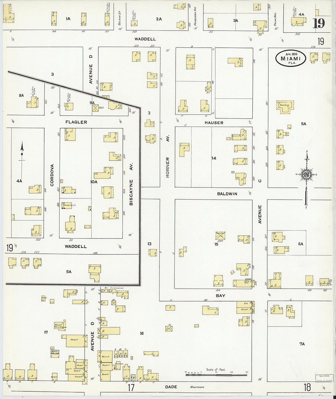 This old map of Miami, Dade County, Florida was created by Sanborn Map Company in 1910