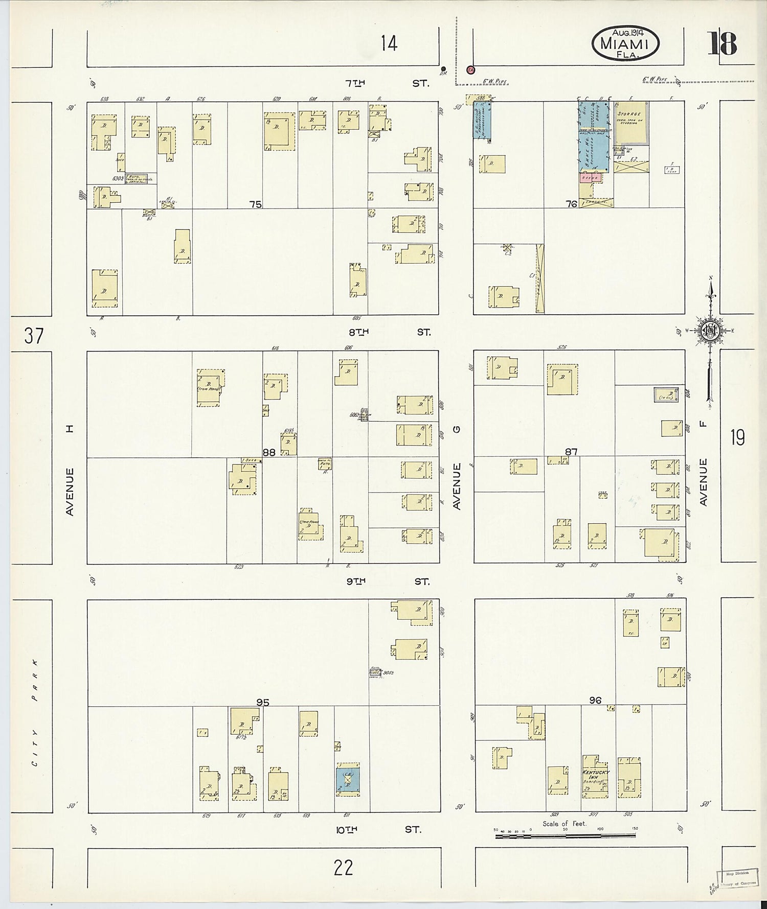 This old map of Miami, Dade County, Florida was created by Sanborn Map Company in 1914