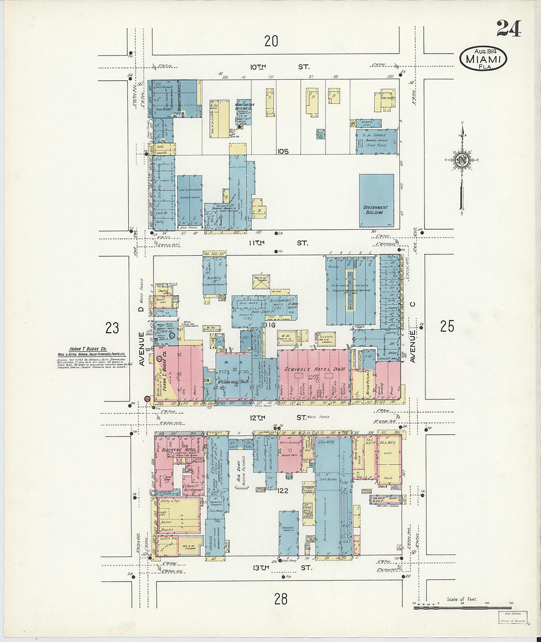 This old map of Miami, Dade County, Florida was created by Sanborn Map Company in 1914