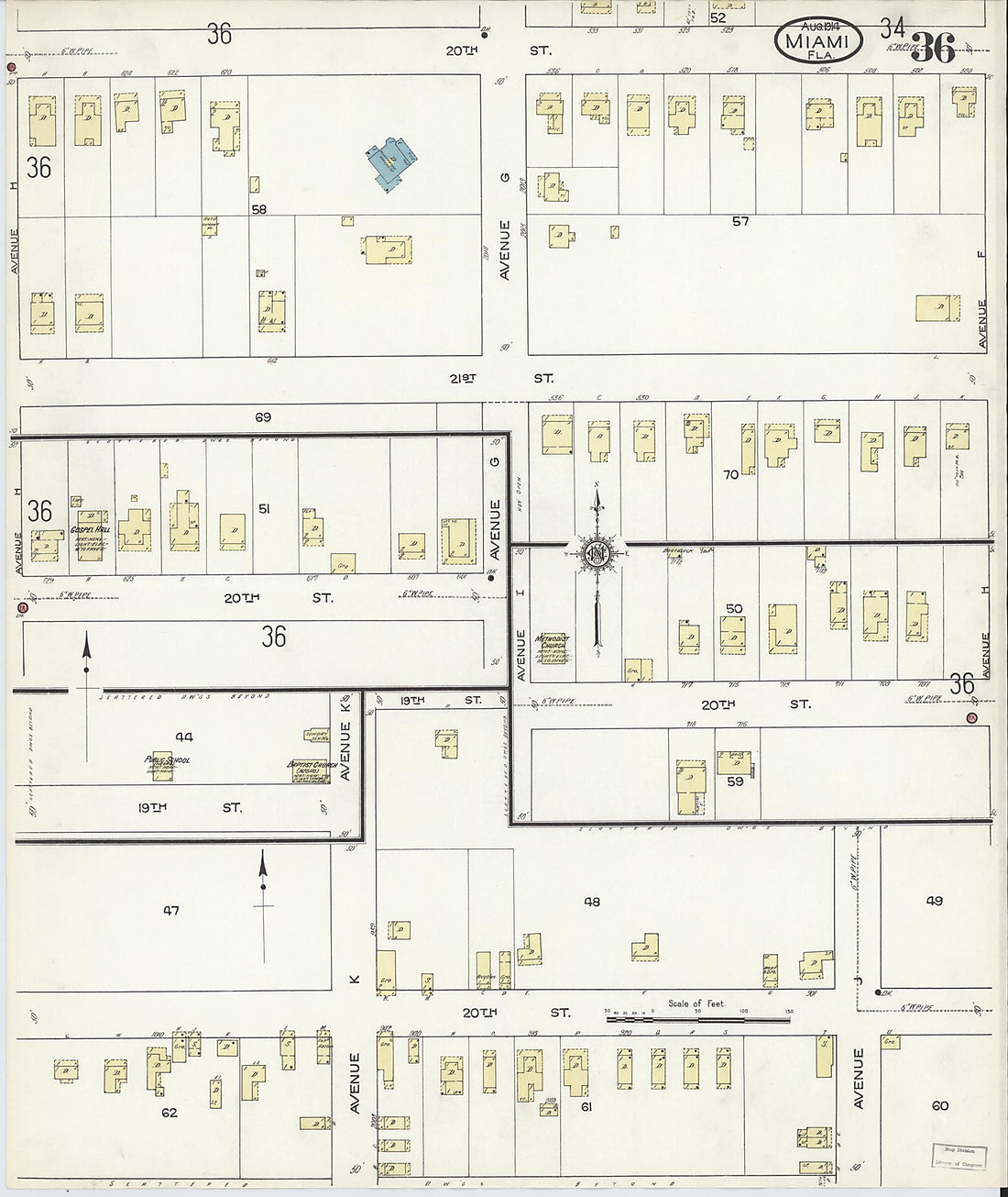 This old map of Miami, Dade County, Florida was created by Sanborn Map Company in 1914
