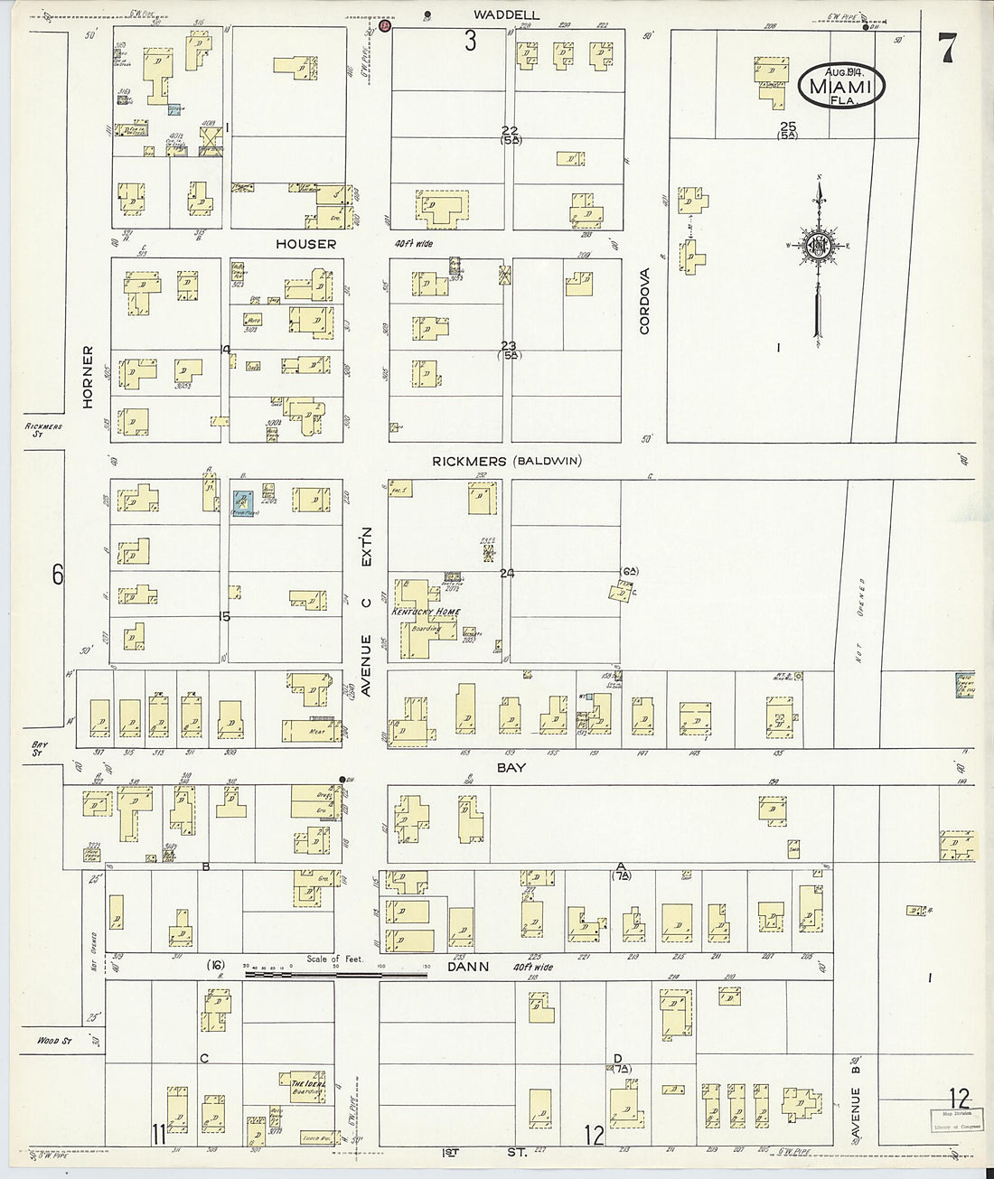 This old map of Miami, Dade County, Florida was created by Sanborn Map Company in 1914