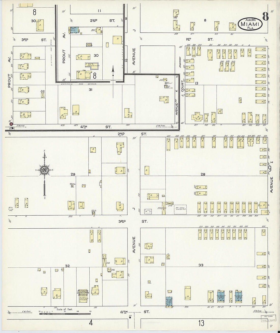 This old map of Miami, Dade County, Florida was created by Sanborn Map Company in 1914
