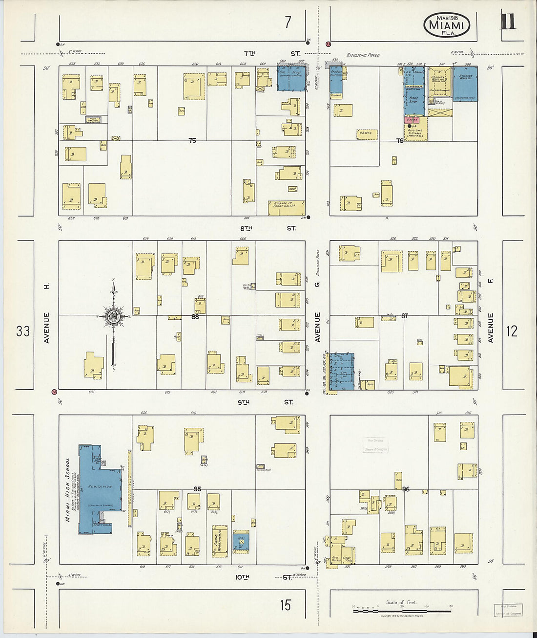 This old map of Miami Beach, Dade County, Florida was created by Sanborn Map Company in 1918