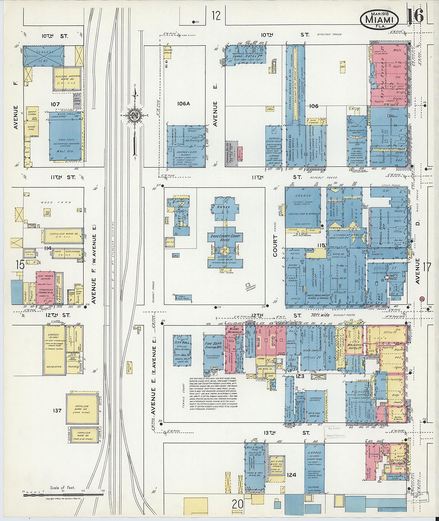 This old map of Miami Beach, Dade County, Florida was created by Sanborn Map Company in 1918