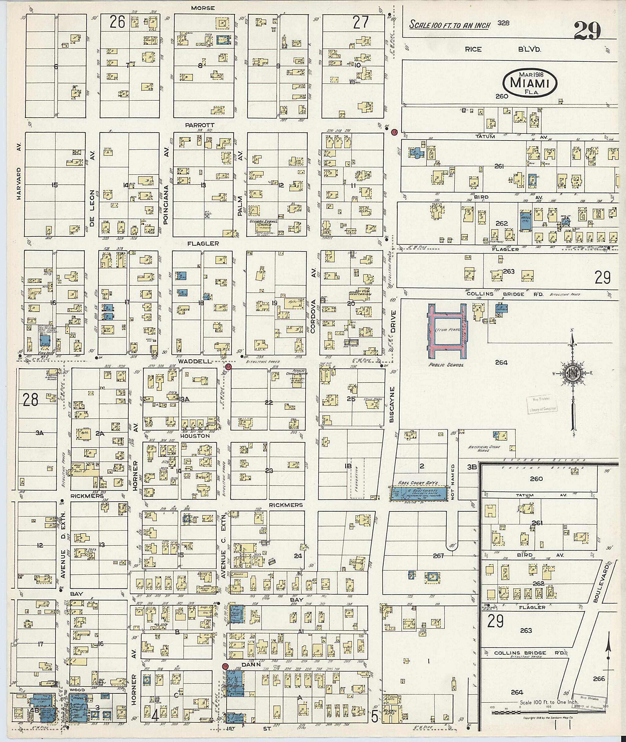 Miami, Dade County, Florida 1918 (Sheet 29) by Relic Map Company