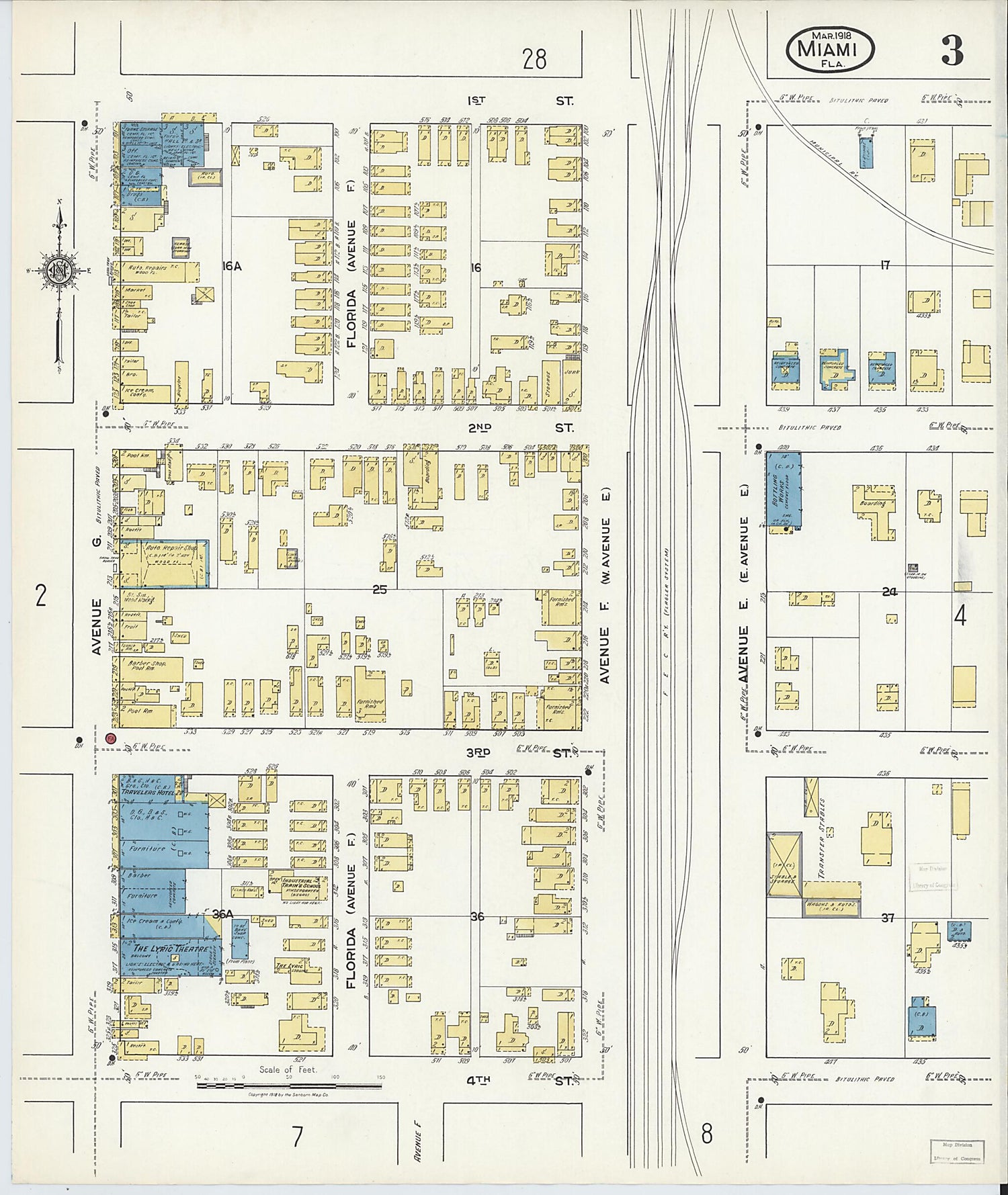 This old map of Miami Beach, Dade County, Florida was created by Sanborn Map Company in 1918