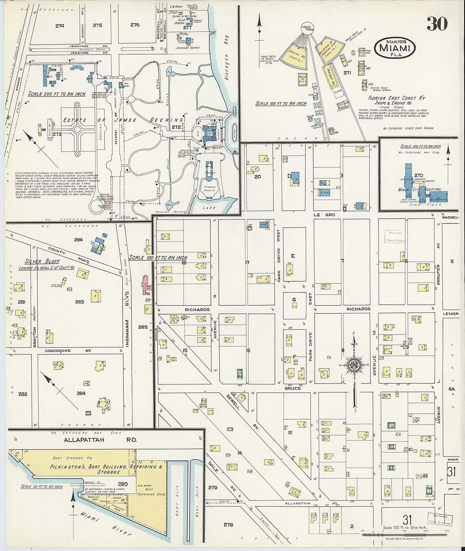 This old map of Miami Beach, Dade County, Florida was created by Sanborn Map Company in 1918