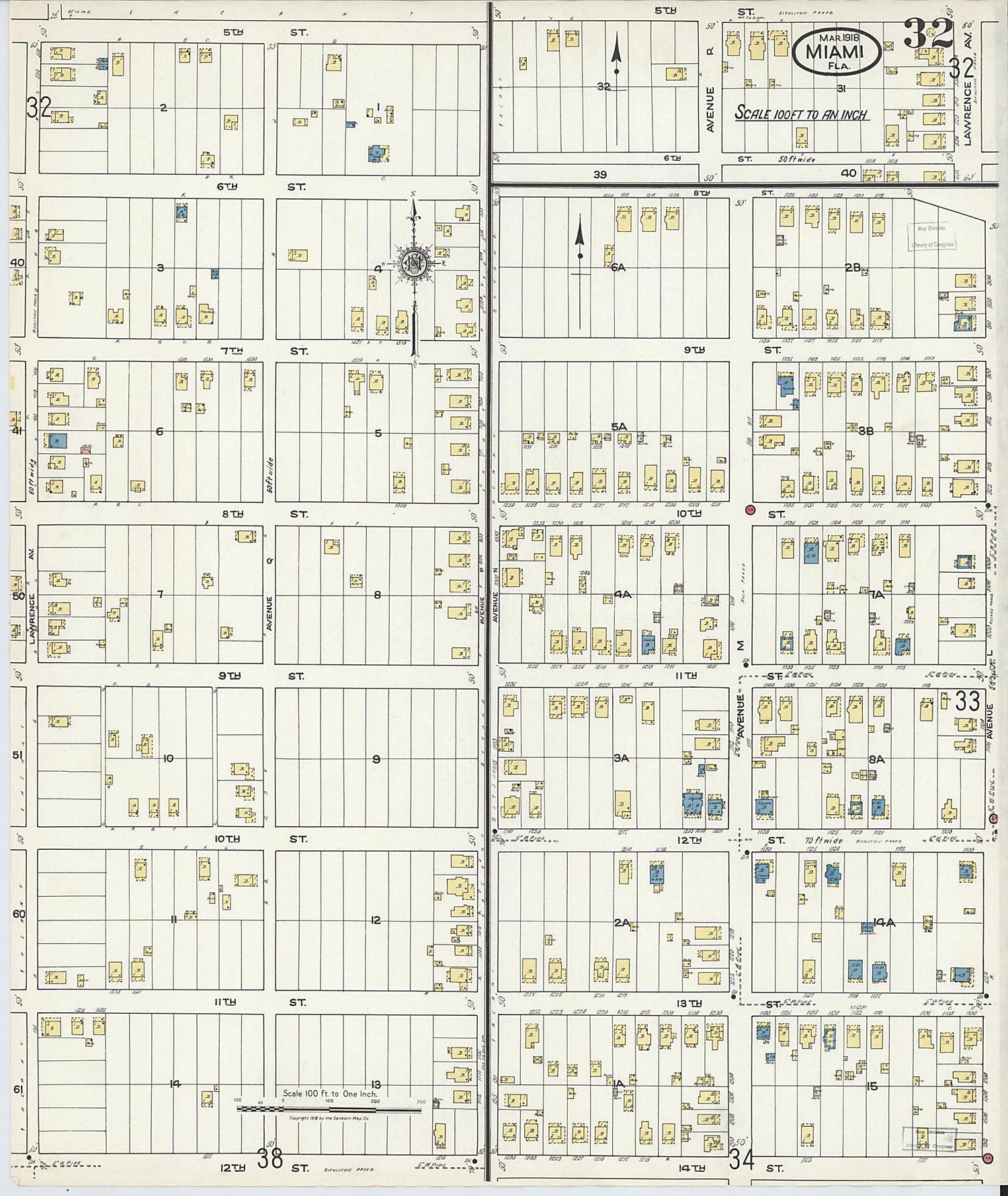 This old map of Miami Beach, Dade County, Florida was created by Sanborn Map Company in 1918