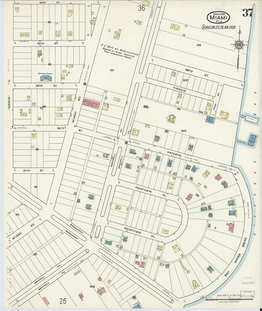 This old map of Miami Beach, Dade County, Florida was created by Sanborn Map Company in 1918