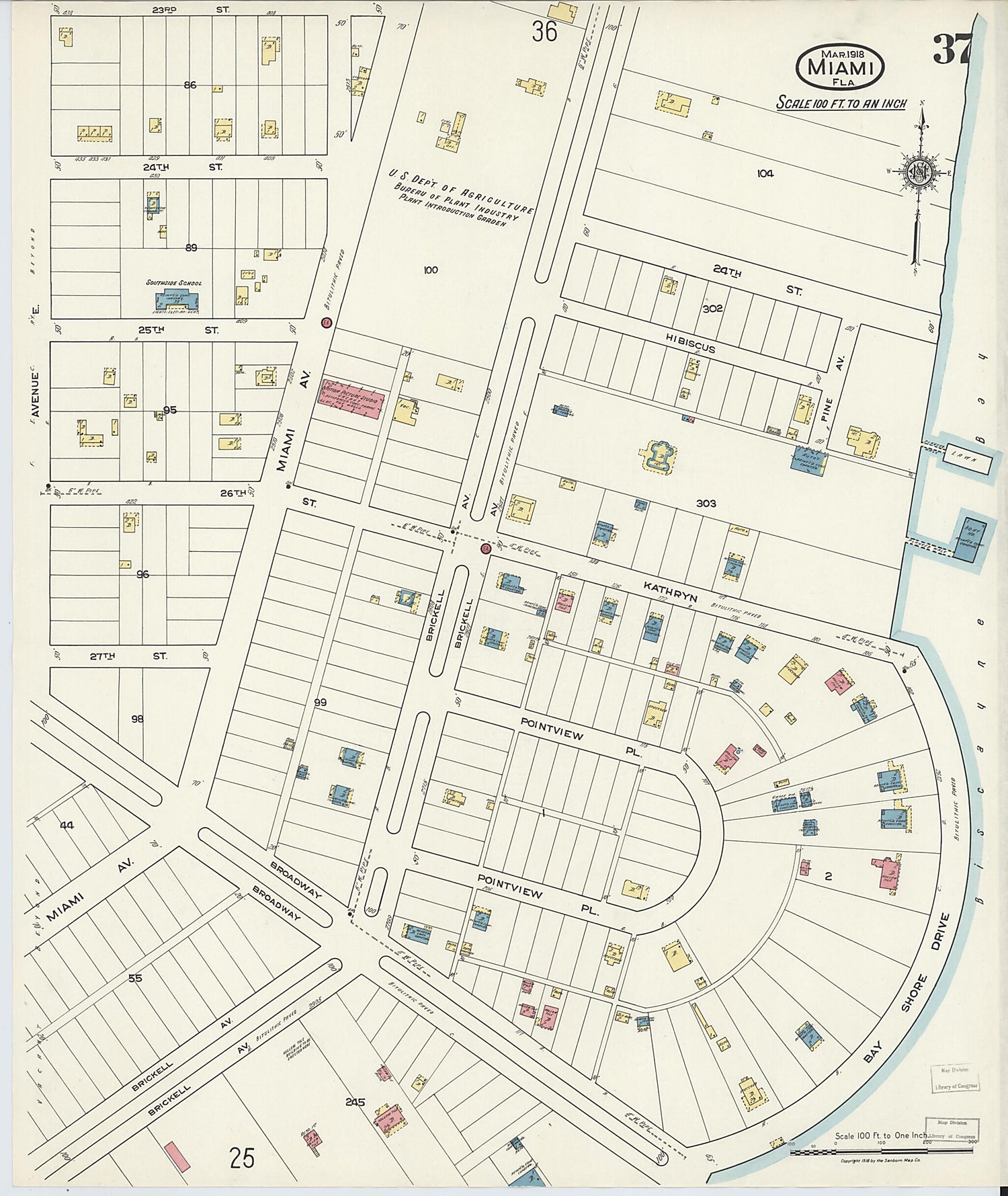 This old map of Miami Beach, Dade County, Florida was created by Sanborn Map Company in 1918