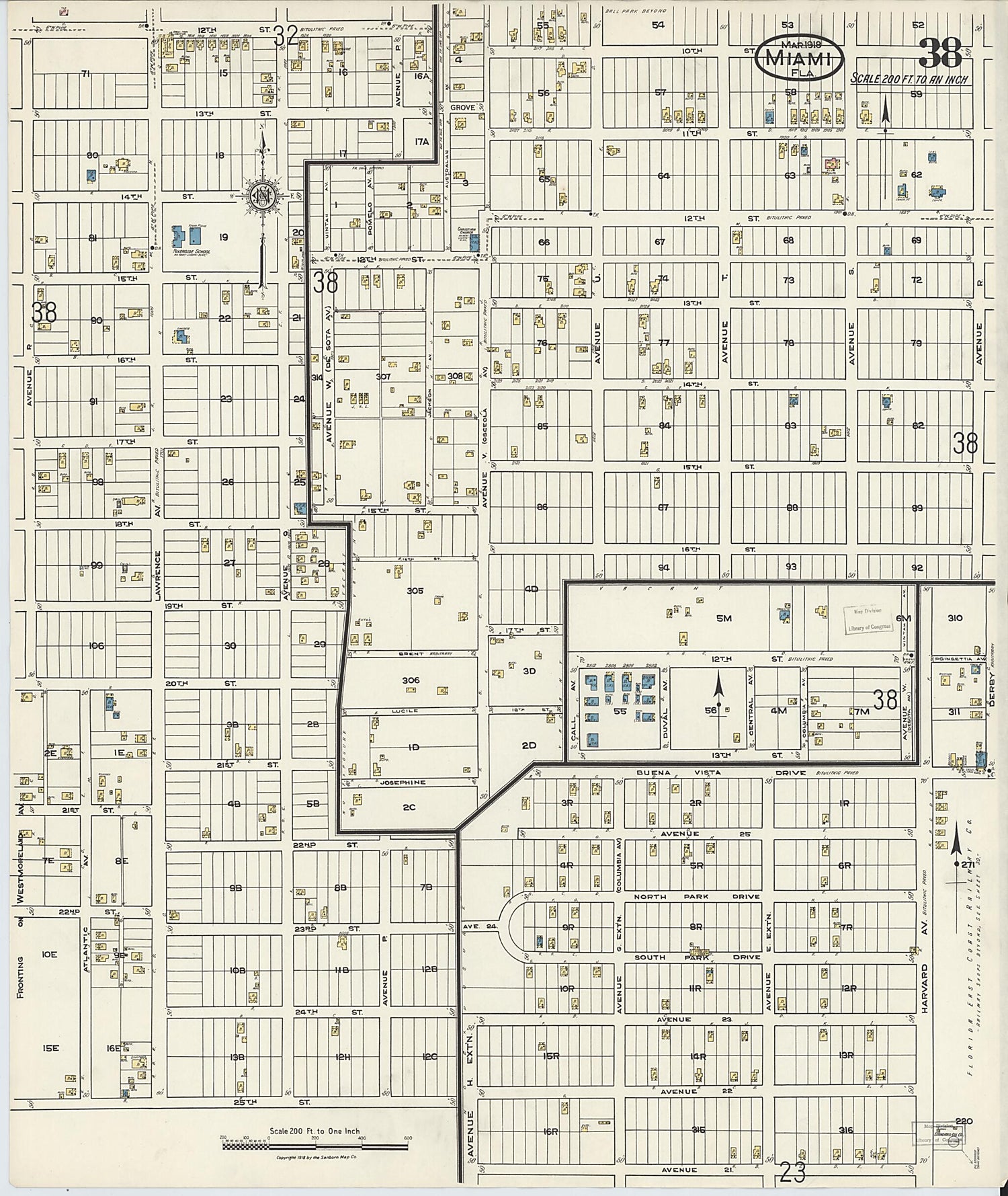 This old map of Miami Beach, Dade County, Florida was created by Sanborn Map Company in 1918