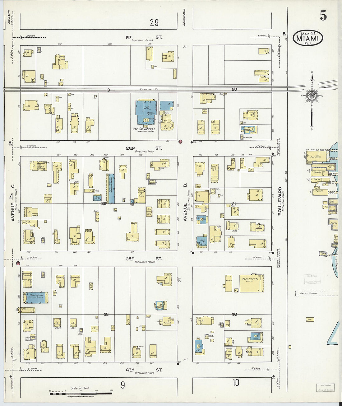 This old map of Miami Beach, Dade County, Florida was created by Sanborn Map Company in 1918