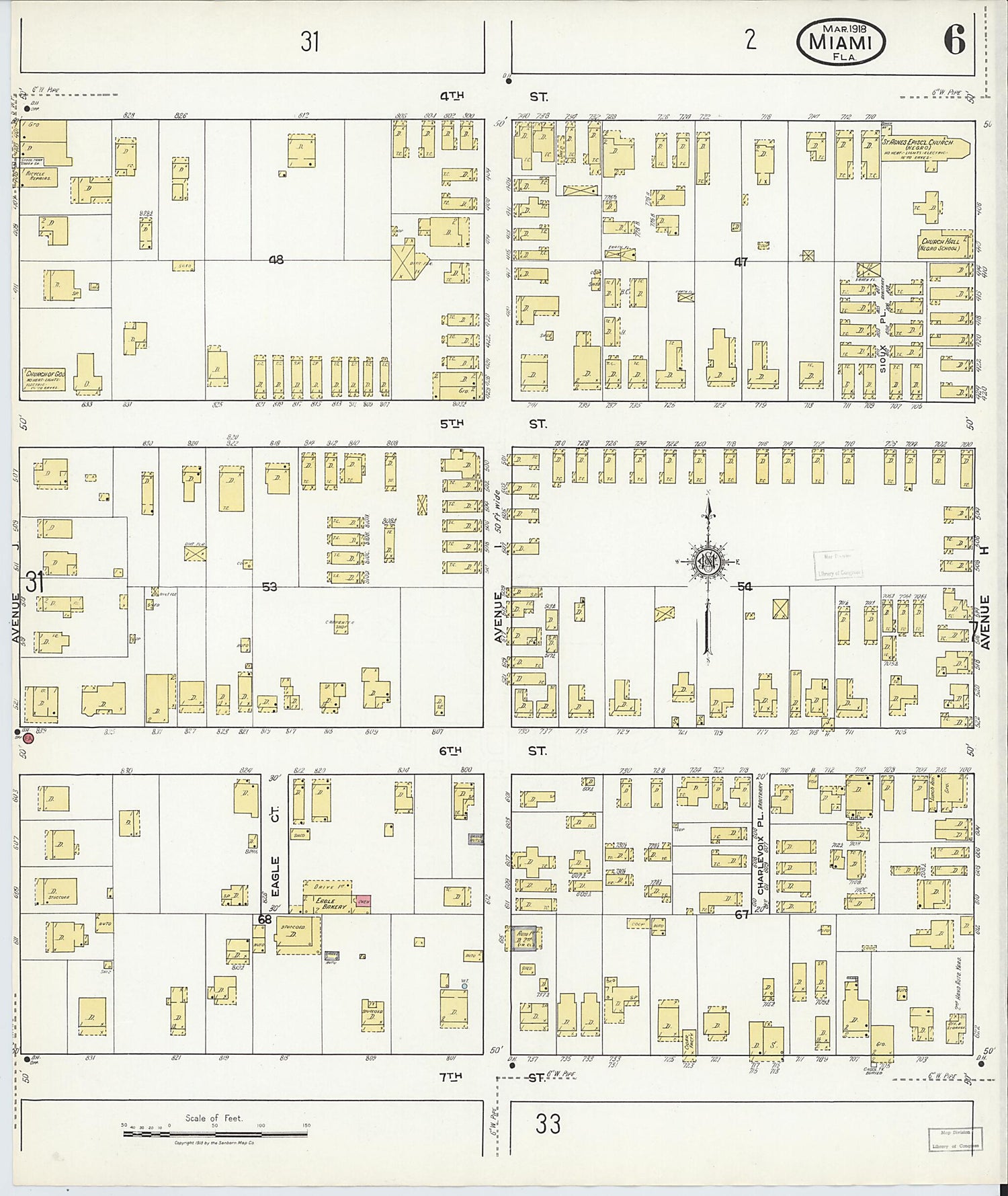 This old map of Miami Beach, Dade County, Florida was created by Sanborn Map Company in 1918