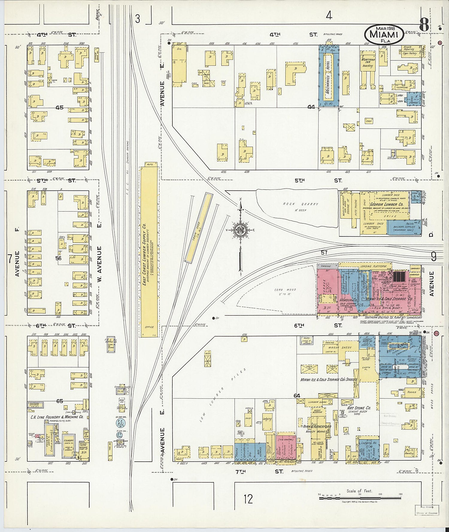This old map of Miami Beach, Dade County, Florida was created by Sanborn Map Company in 1918