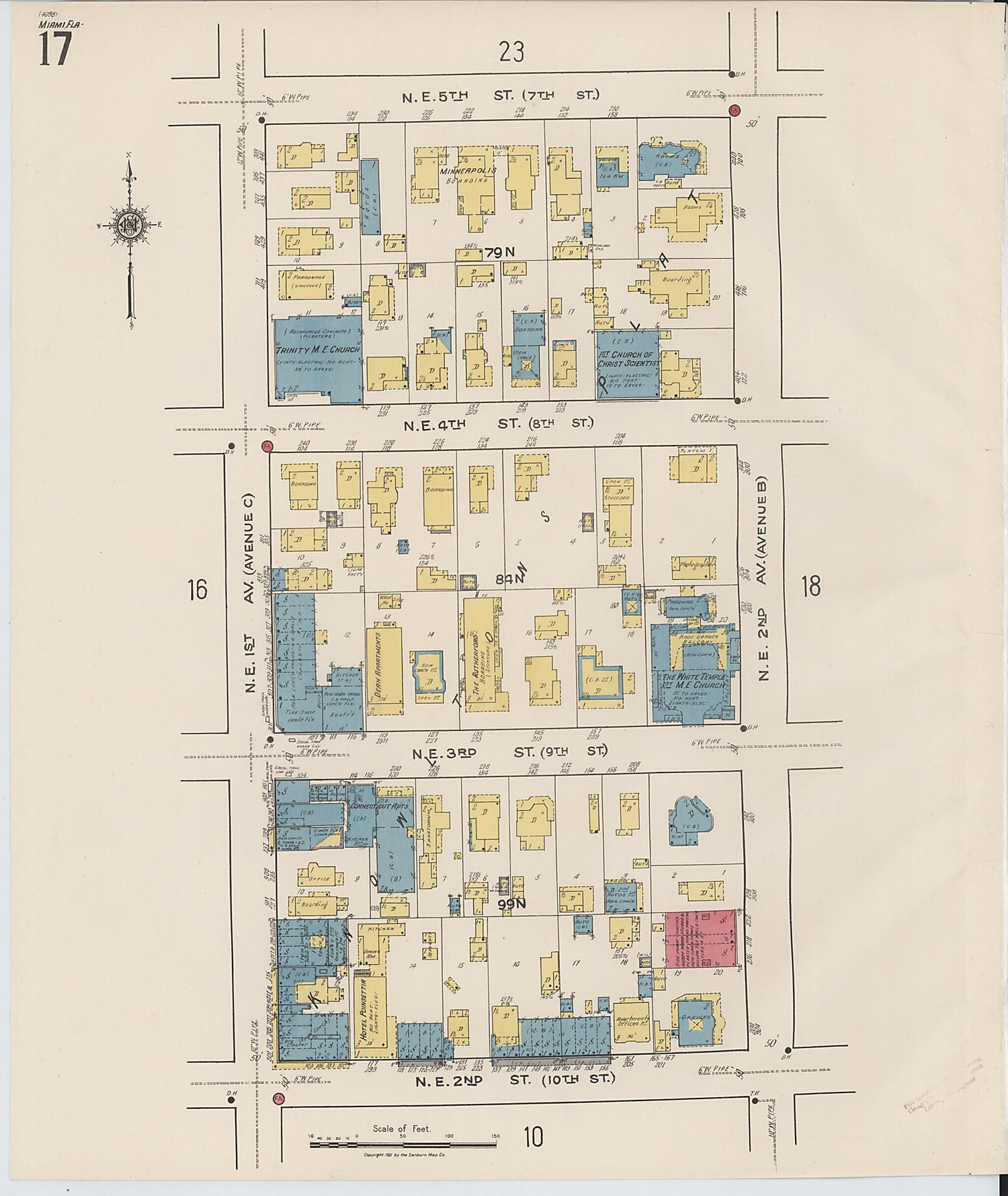 This old map of Miami, Dade County, Florida was created by Sanborn Map Company in 1921, 1924