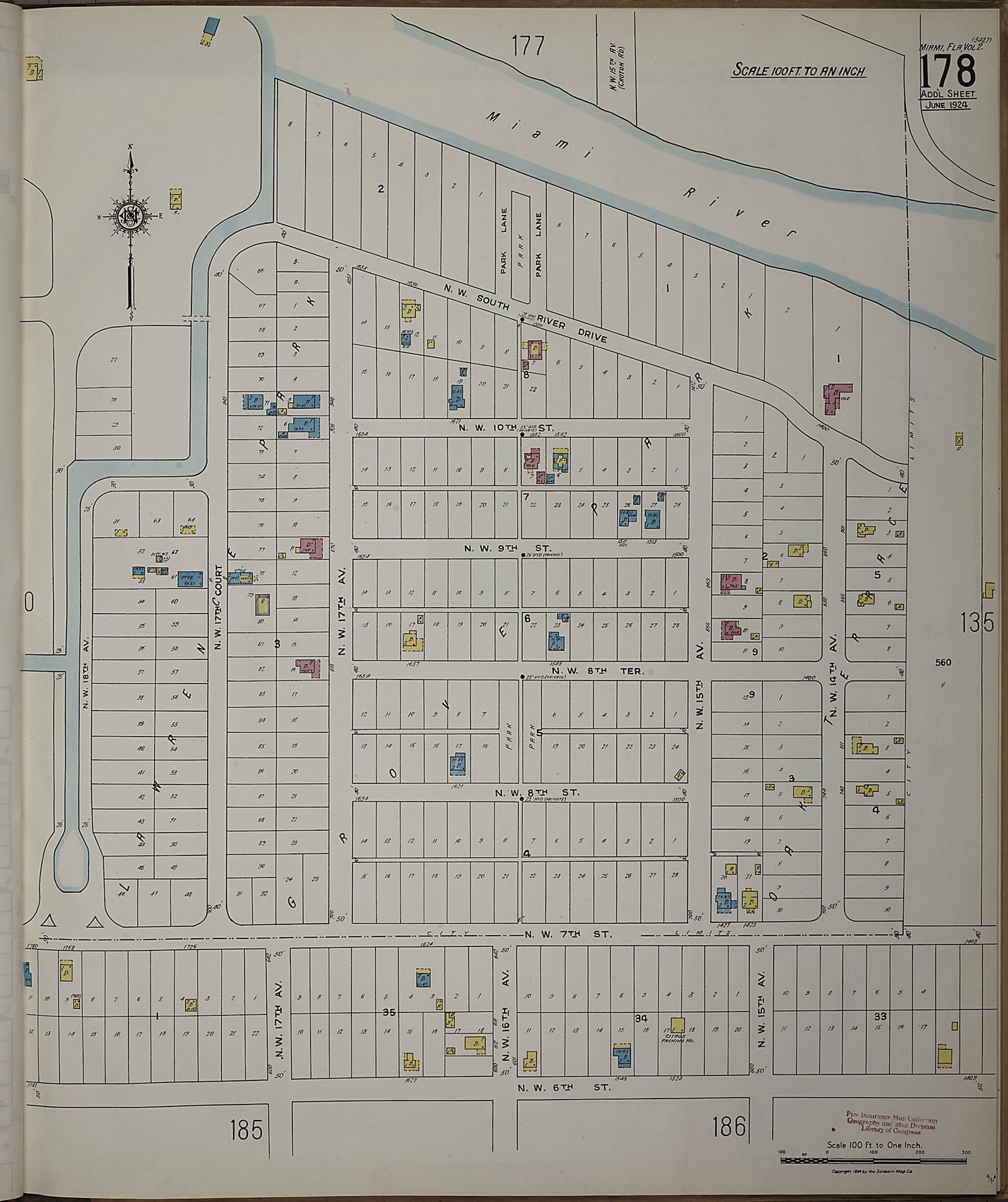 This old map of Silver Bluff, Dade County, Florida was created by Sanborn Map Company in 1924