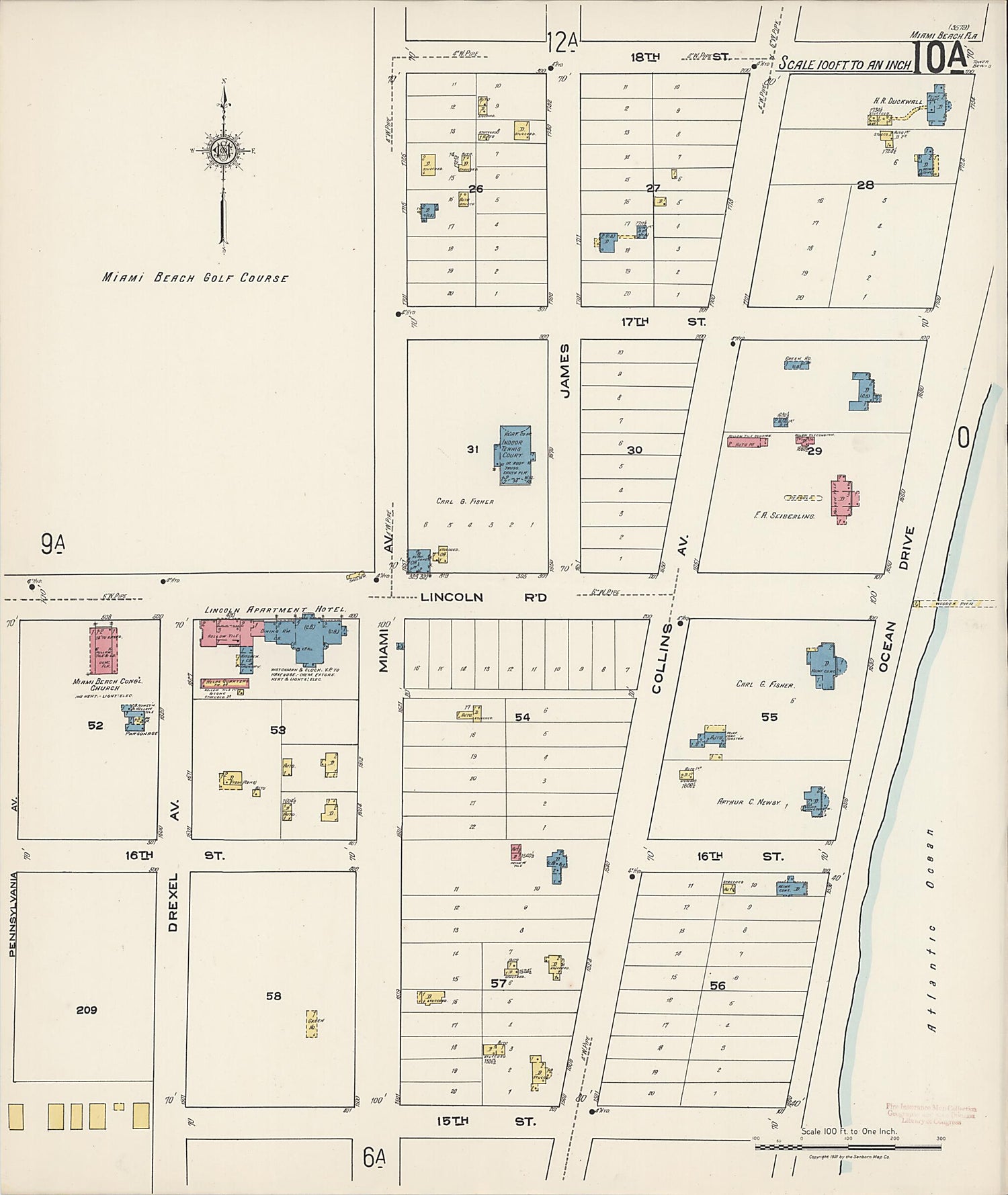 This old map of Miami Beach, Dade County, Florida was created by Sanborn Map Company in 1921
