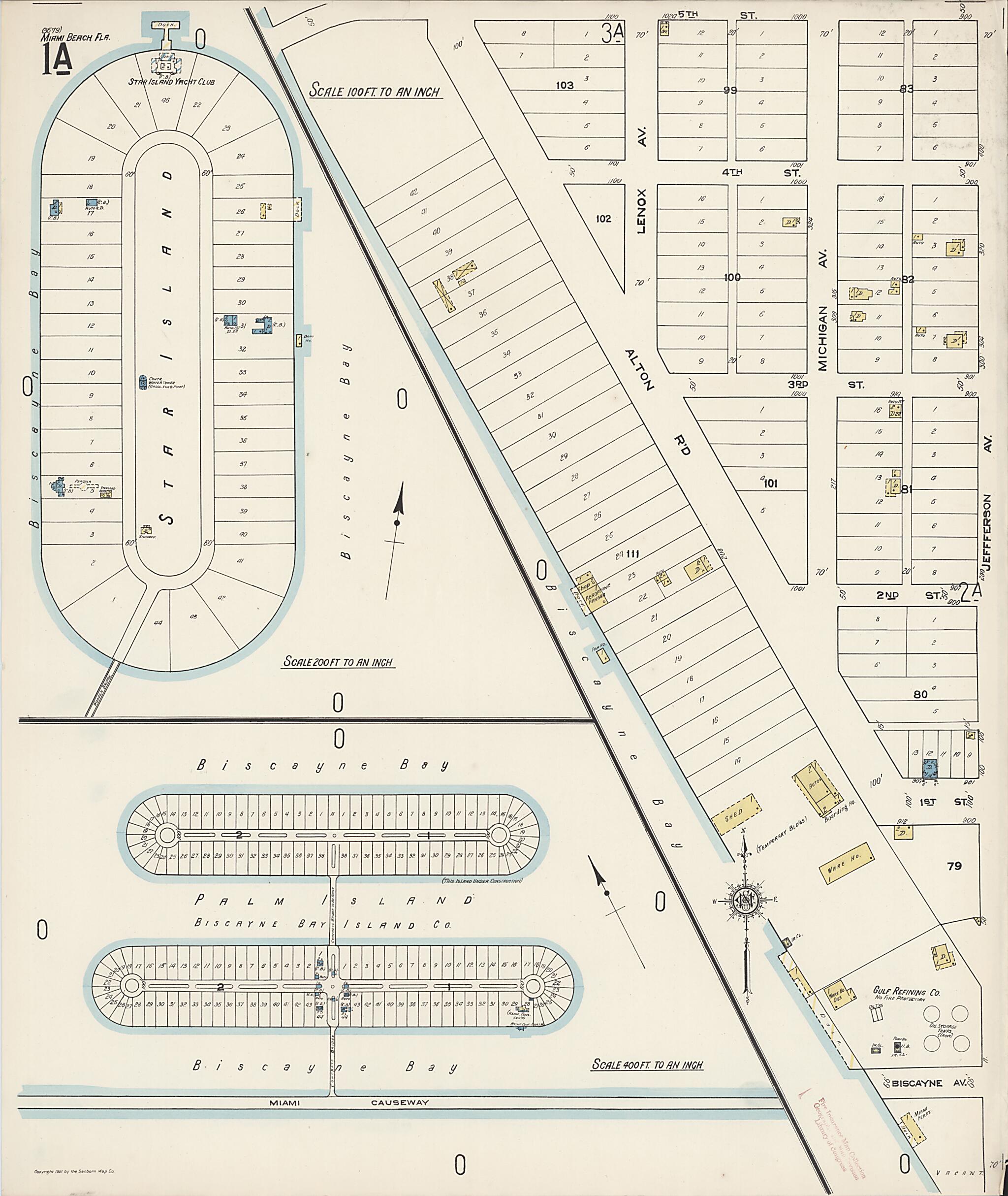 This old map of Miami Beach, Dade County, Florida was created by Sanborn Map Company in 1921