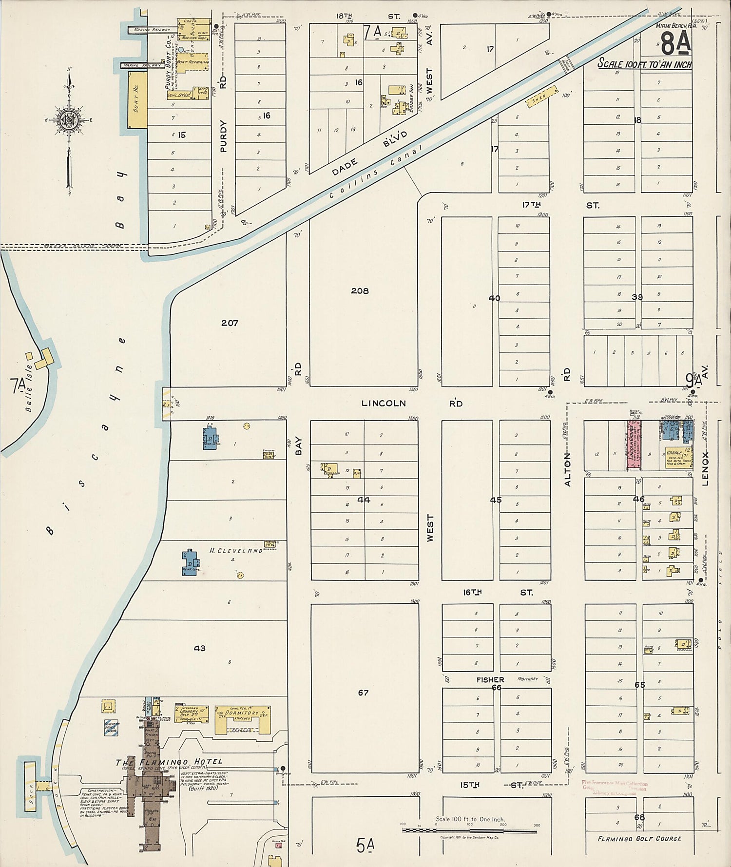 This old map of Miami Beach, Dade County, Florida was created by Sanborn Map Company in 1921