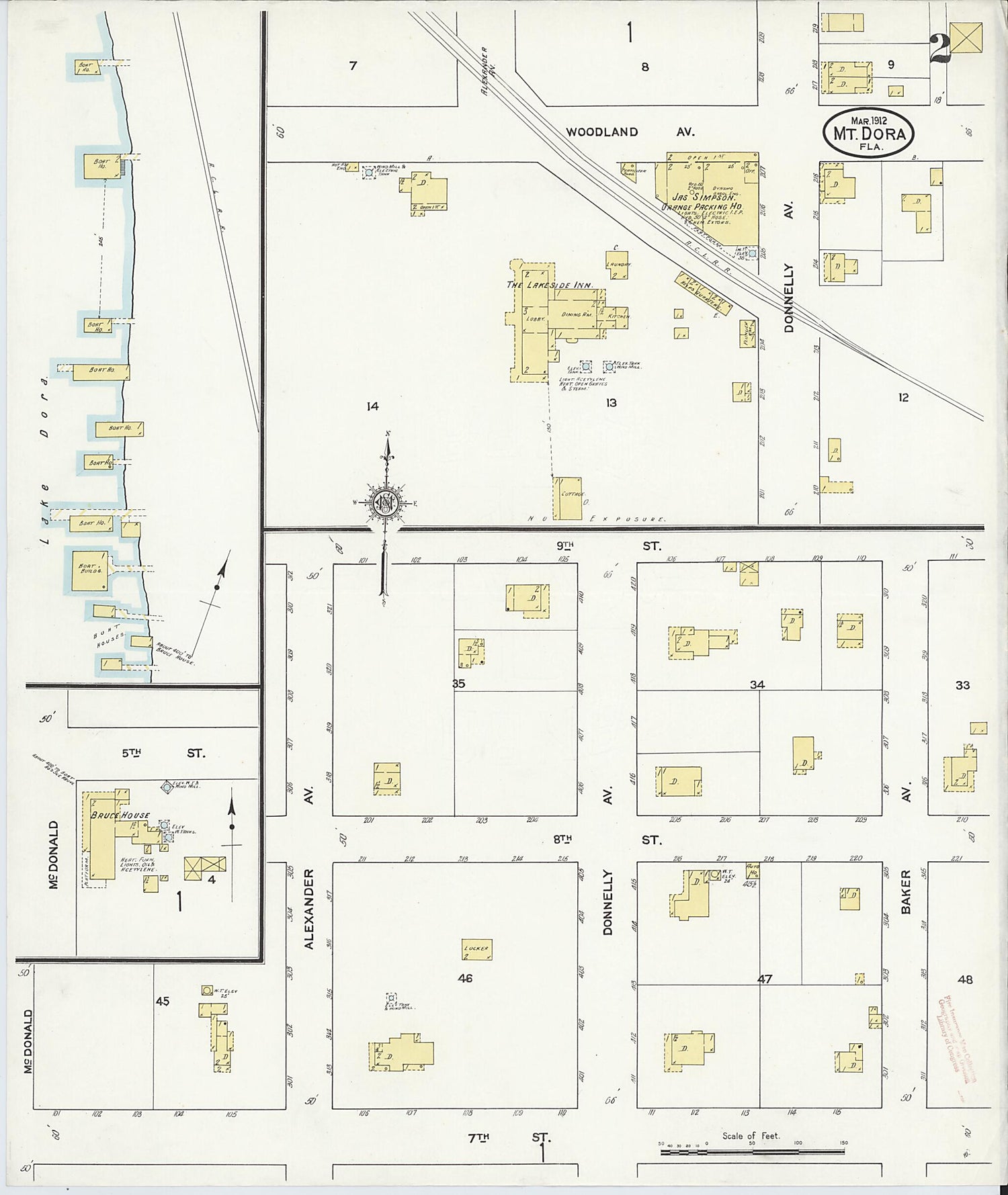 This old map of Mount Dora, Lake County, Florida was created by Sanborn Map Company in 1912