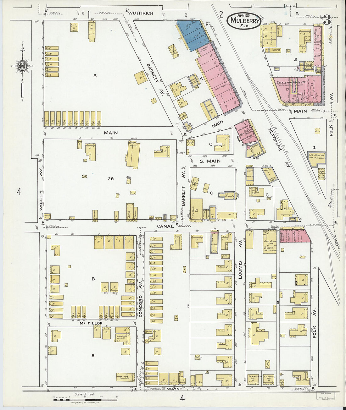 This old map of Mulberry, Polk County, Florida was created by Sanborn Map Company in 1919