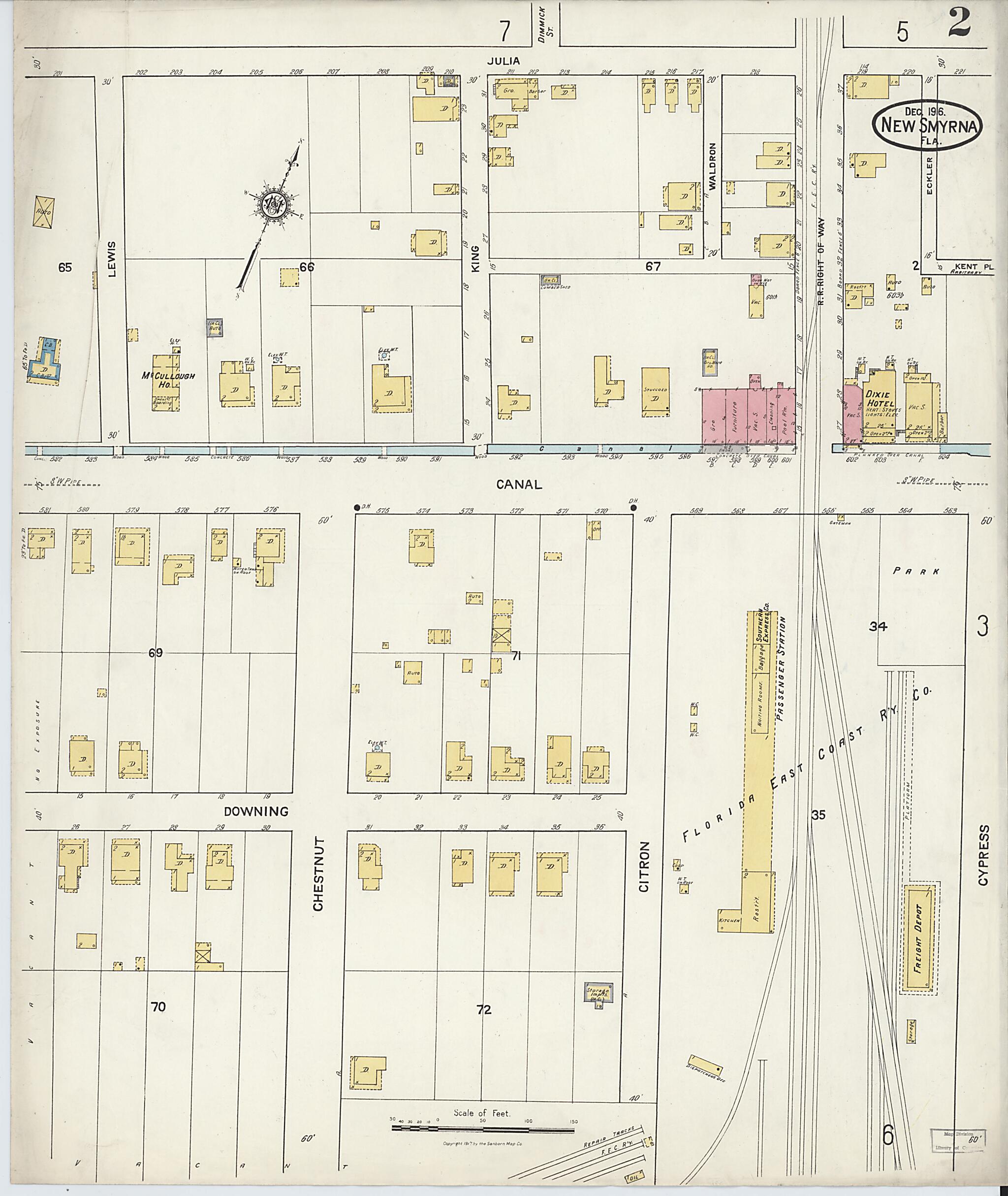 This old map of Wilbur, Valusia County, Florida was created by Sanborn Map Company in 1916