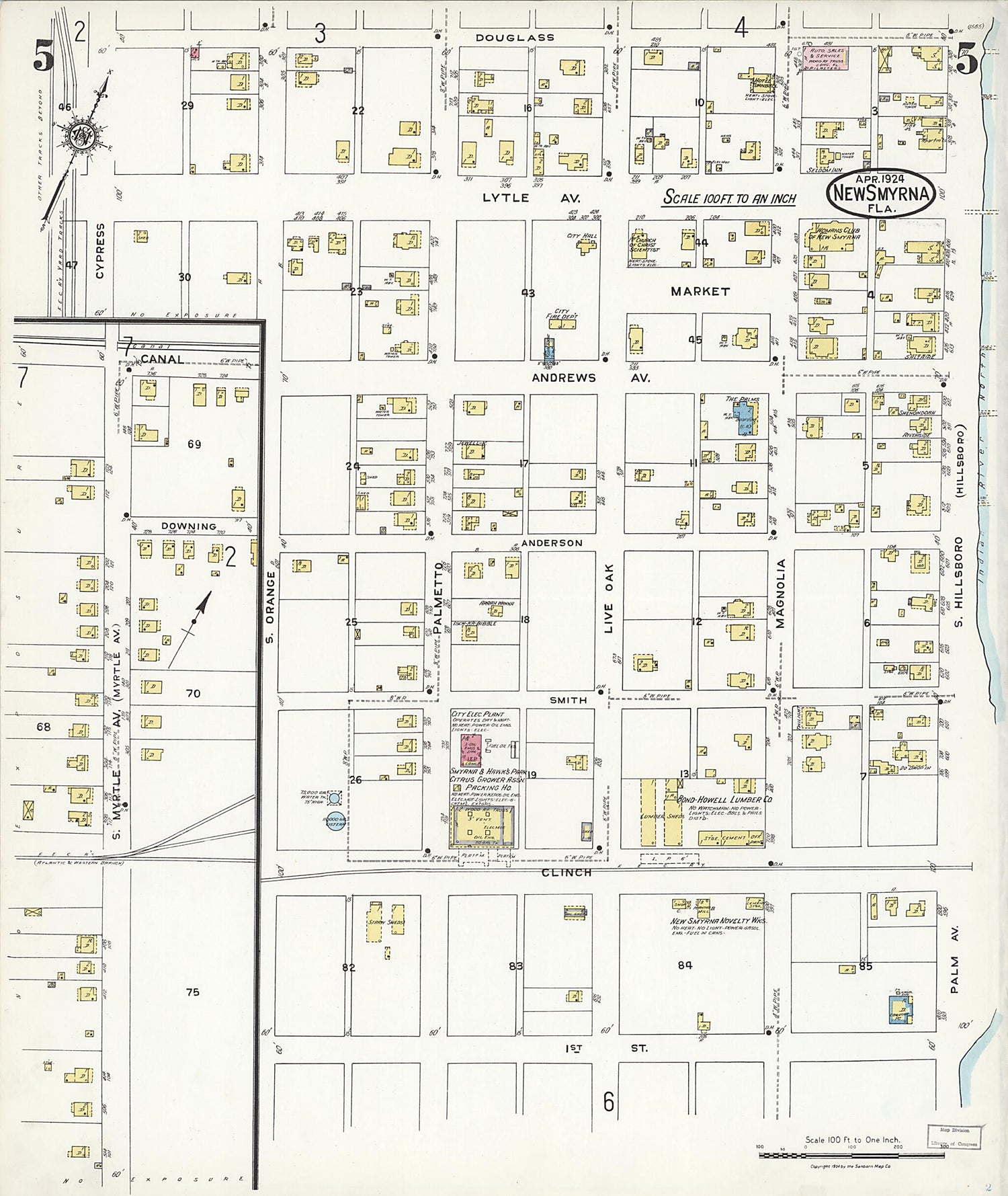 This old map of Wilbur, Valusia County, Florida was created by Sanborn Map Company in 1924