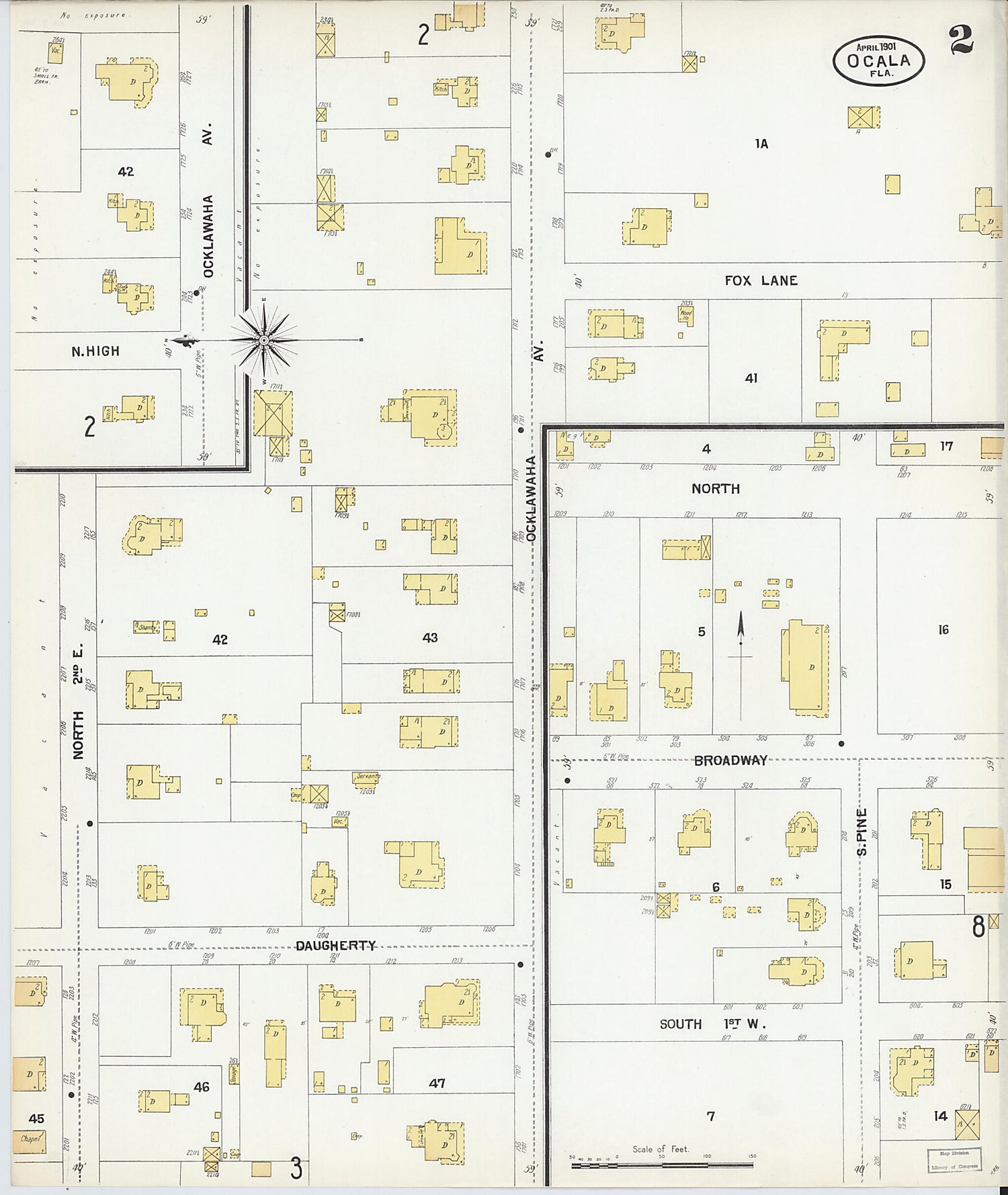 This old map of Ocala, Marion County, Florida was created by Sanborn Map Company in 1901