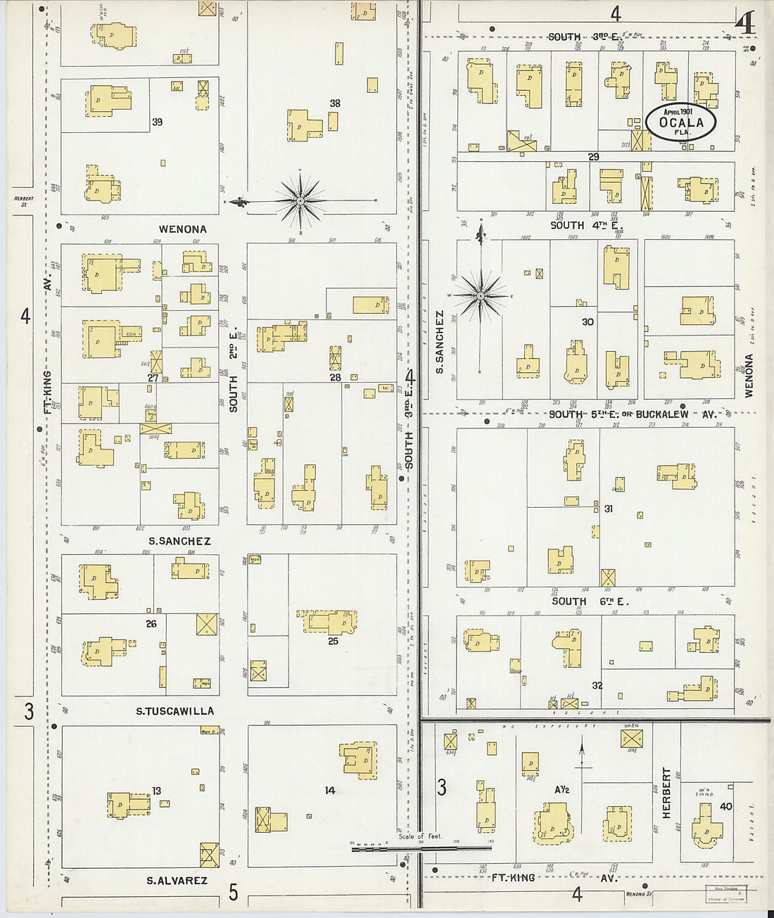 This old map of Ocala, Marion County, Florida was created by Sanborn Map Company in 1901