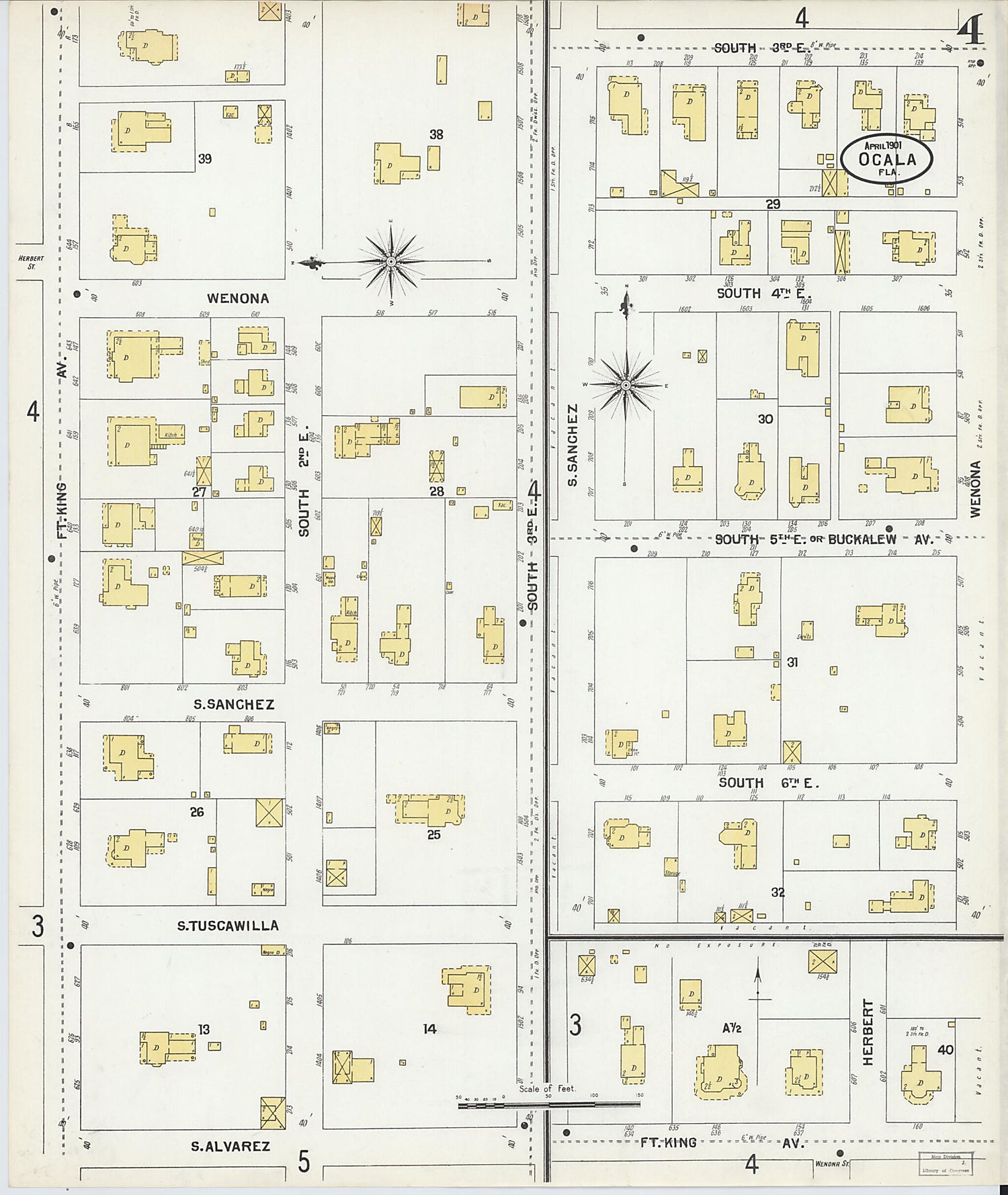 This old map of Ocala, Marion County, Florida was created by Sanborn Map Company in 1901