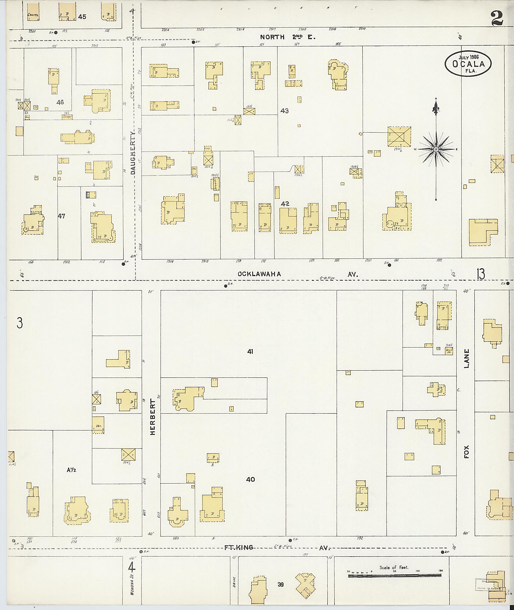 This old map of Ocala, Marion County, Florida was created by Sanborn Map Company in 1906