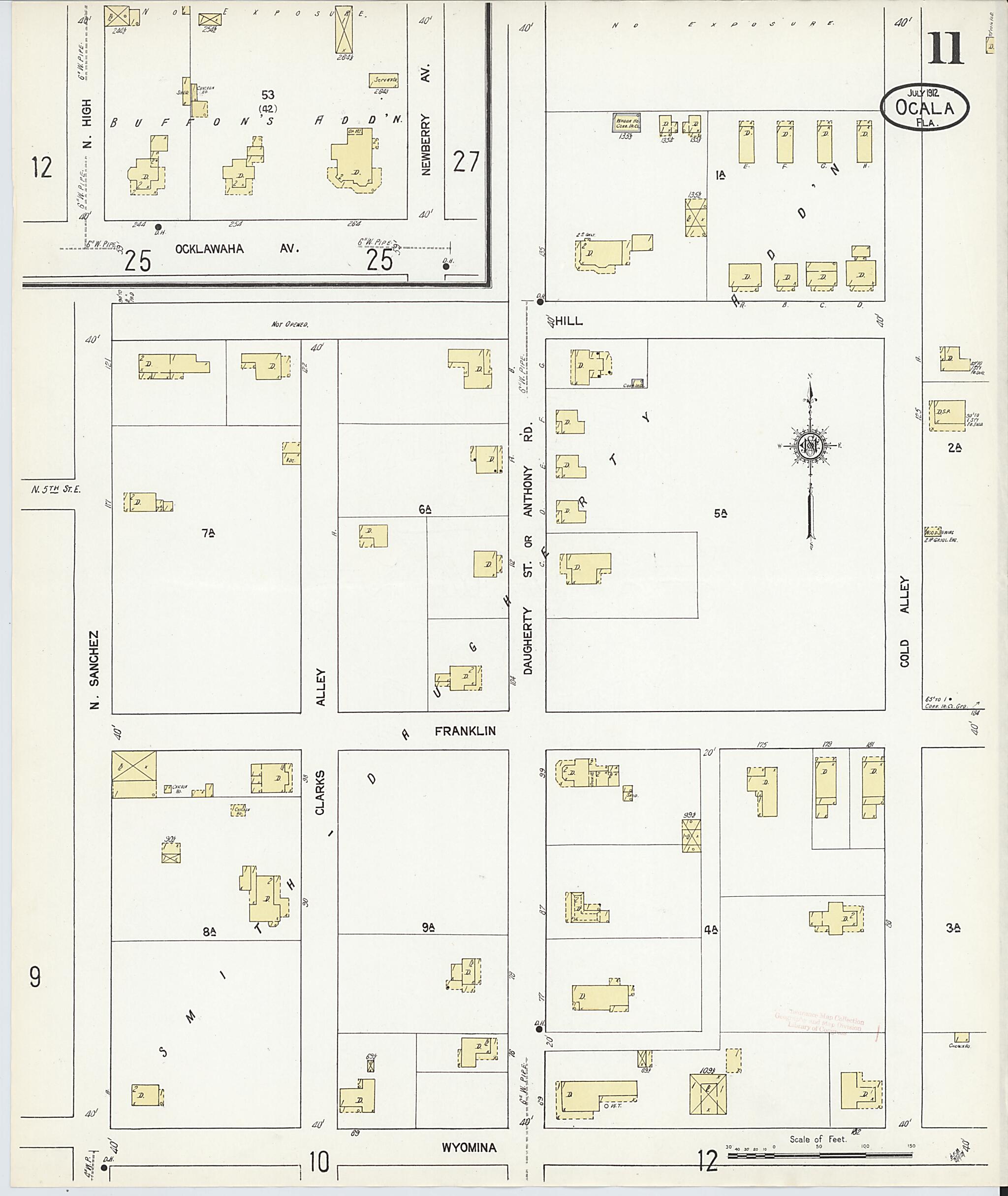 This old map of Ocala, Marion County, Florida was created by Sanborn Map Company in 1912