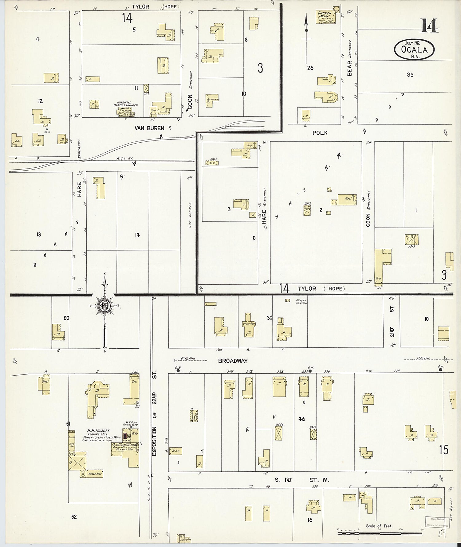 This old map of Ocala, Marion County, Florida was created by Sanborn Map Company in 1912